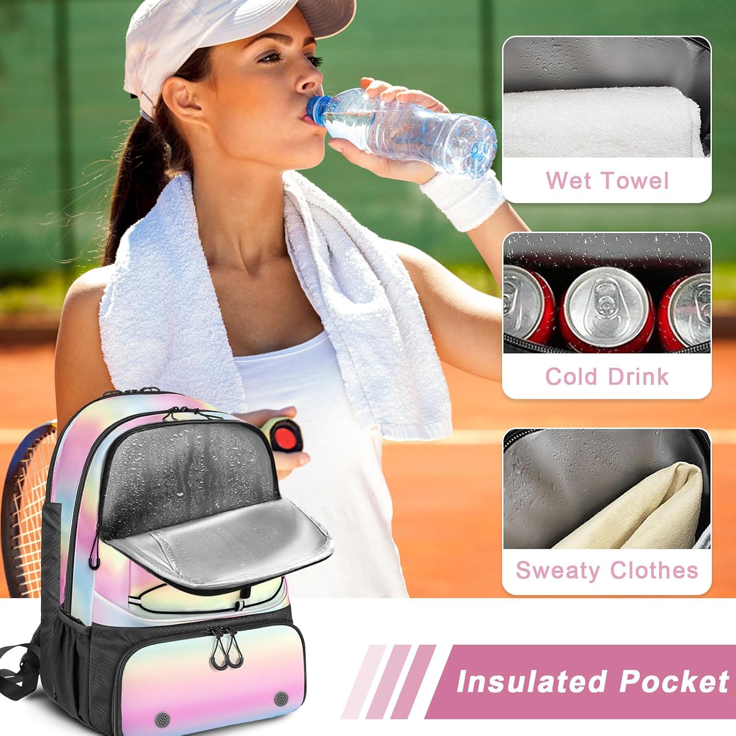 Arcoyard Tennis Bag Holds 2 Rackets, Professional Tennis Bags for Women, Tennis Backpack with Ventilated Shoe Compartment - Image 6