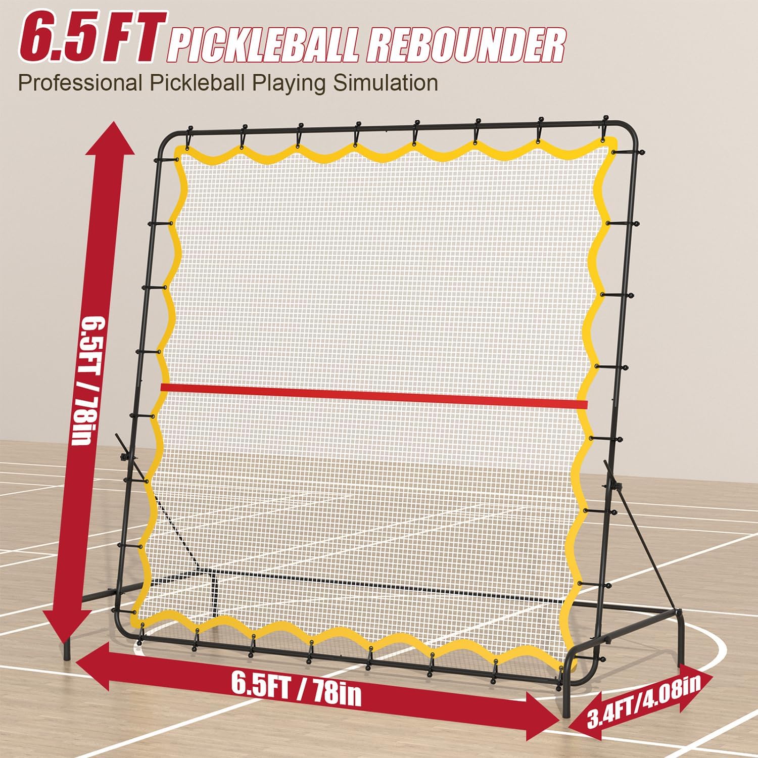 Pickleball Rebounder Net 6.5x6.5ft Portable Tennis Practice Wall Rebound Net Adjustable Tilt, Sport Training Equipment Bounce Back Net, for Court Backyard and Indoor & Outdoor - Image 2
