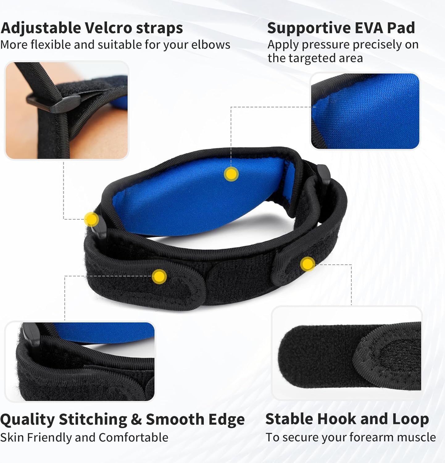 CAMBIVO 2 Pack Tennis Elbow Brace for Men & Women, Elbow Pain Relief for Tendonitis, Tennis & Golfer's Elbow, Adjustable Elbow Strap with Compression Pad (Black) - Image 3
