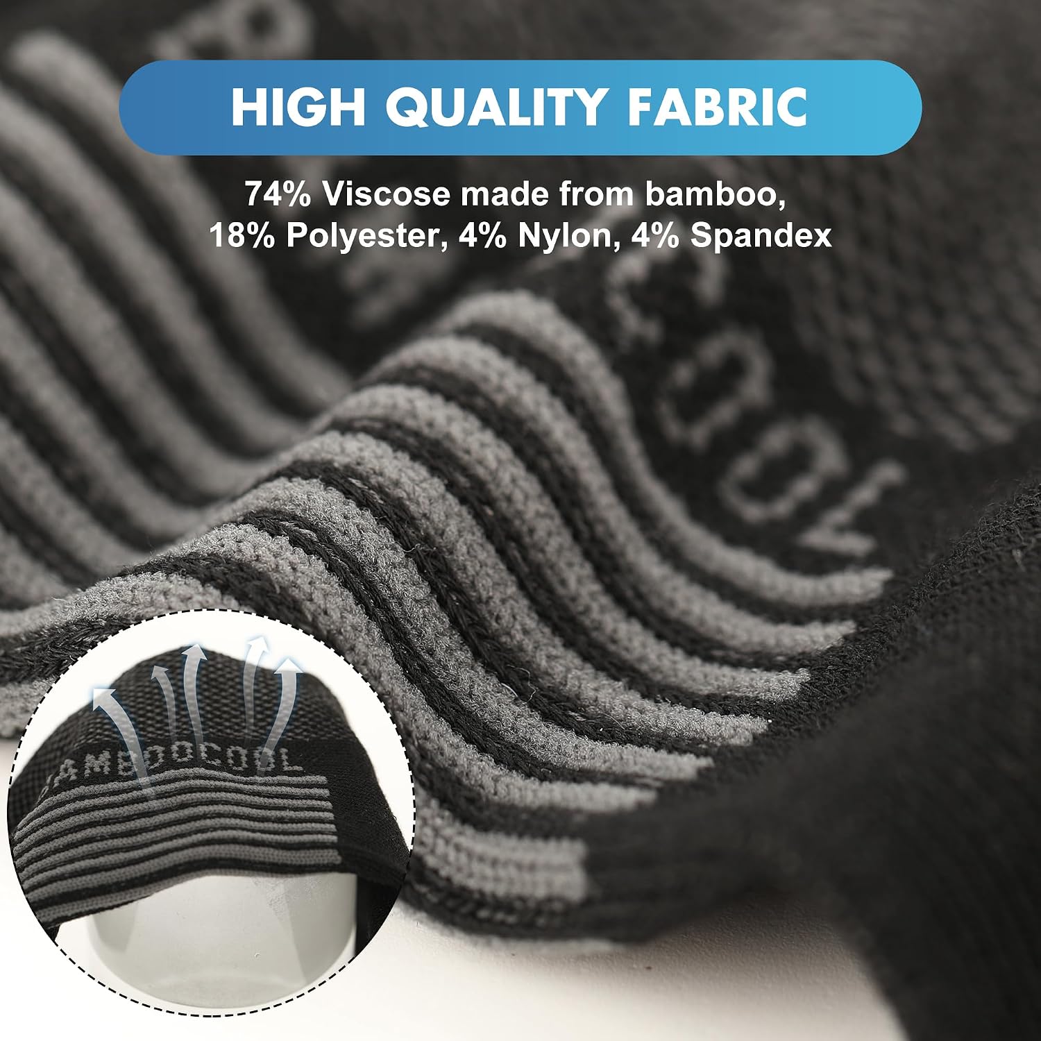 BAMBOO COOL Men's Athletic Ankle Socks Moisture Wicking, Anti-Odor Breathable Running Mesh Socks Arch Support, 8 Pack - Image 5