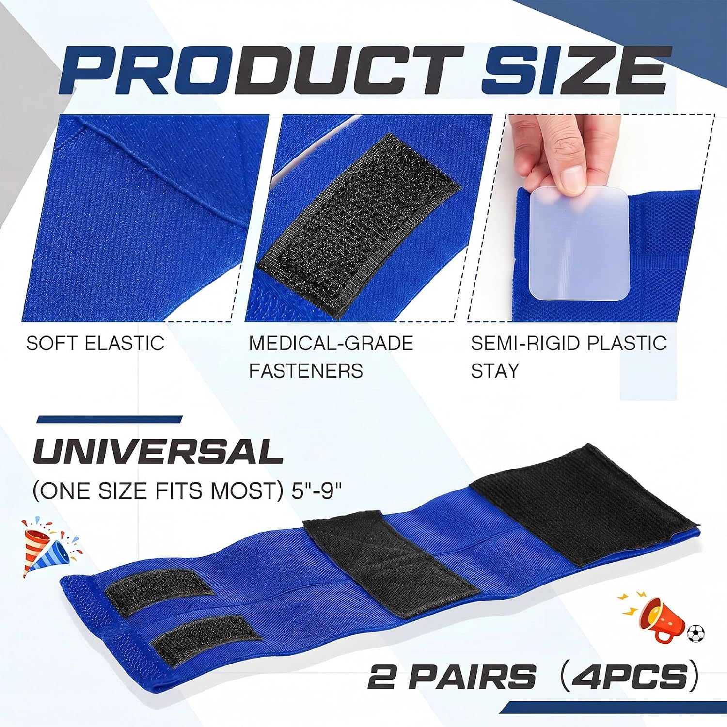 4 Pack Wrist Brace Adjustable Wrist Support Sport Straps for Tendonitis Carpal Tunnel Arthritis Gymnastics Wraps Pain Relief for Football Cheerleaders Fitness Weightlifting(Blue) - Image 2