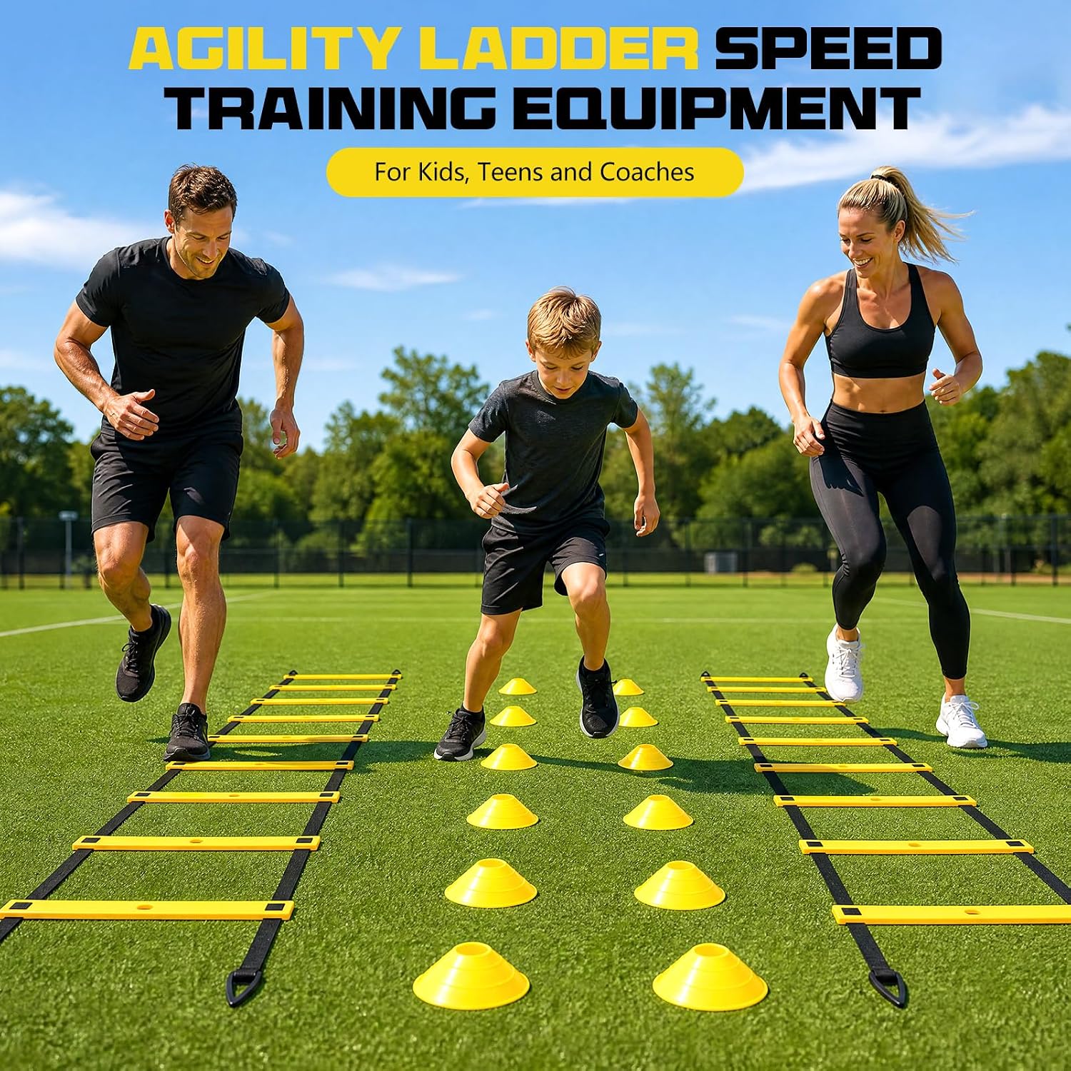2 Pack 20ft Agility Ladder Set, 40ft Total Adjustable Speed Ladder with 12 Cones, 8 Stakes, 1 Carry Bag - Parallel Footwork Drills Gear for Football Soccer Basketball Training Equipment - Image 7