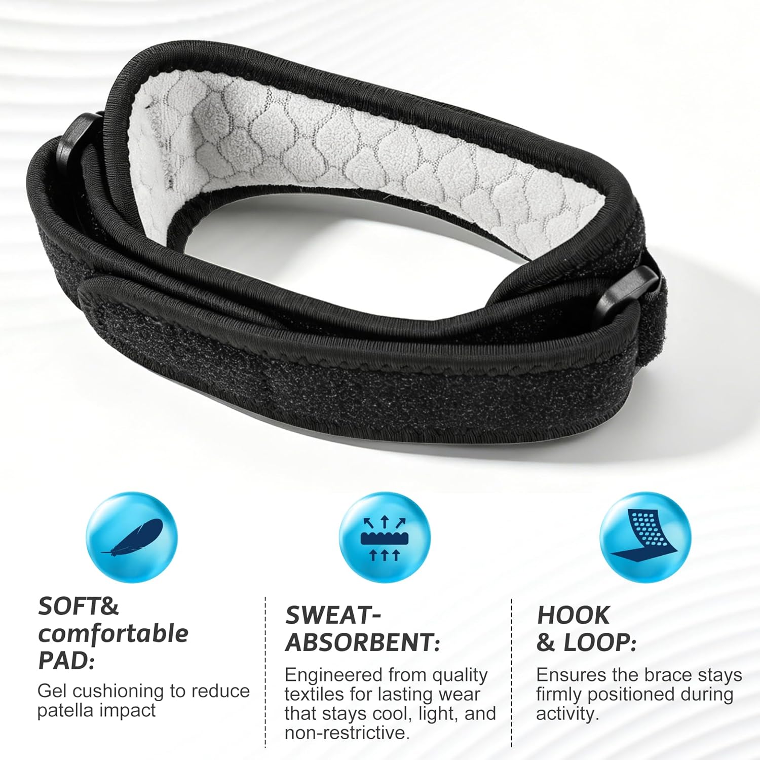 IPOW 2 Pack Knee Pain Relief & Patella Stabilizer Knee Strap Brace Support for Hiking, Soccer, Basketball, Running, Jumpers Knee, Tennis, Tendonitis, Volleyball & Squats, Black - Image 4