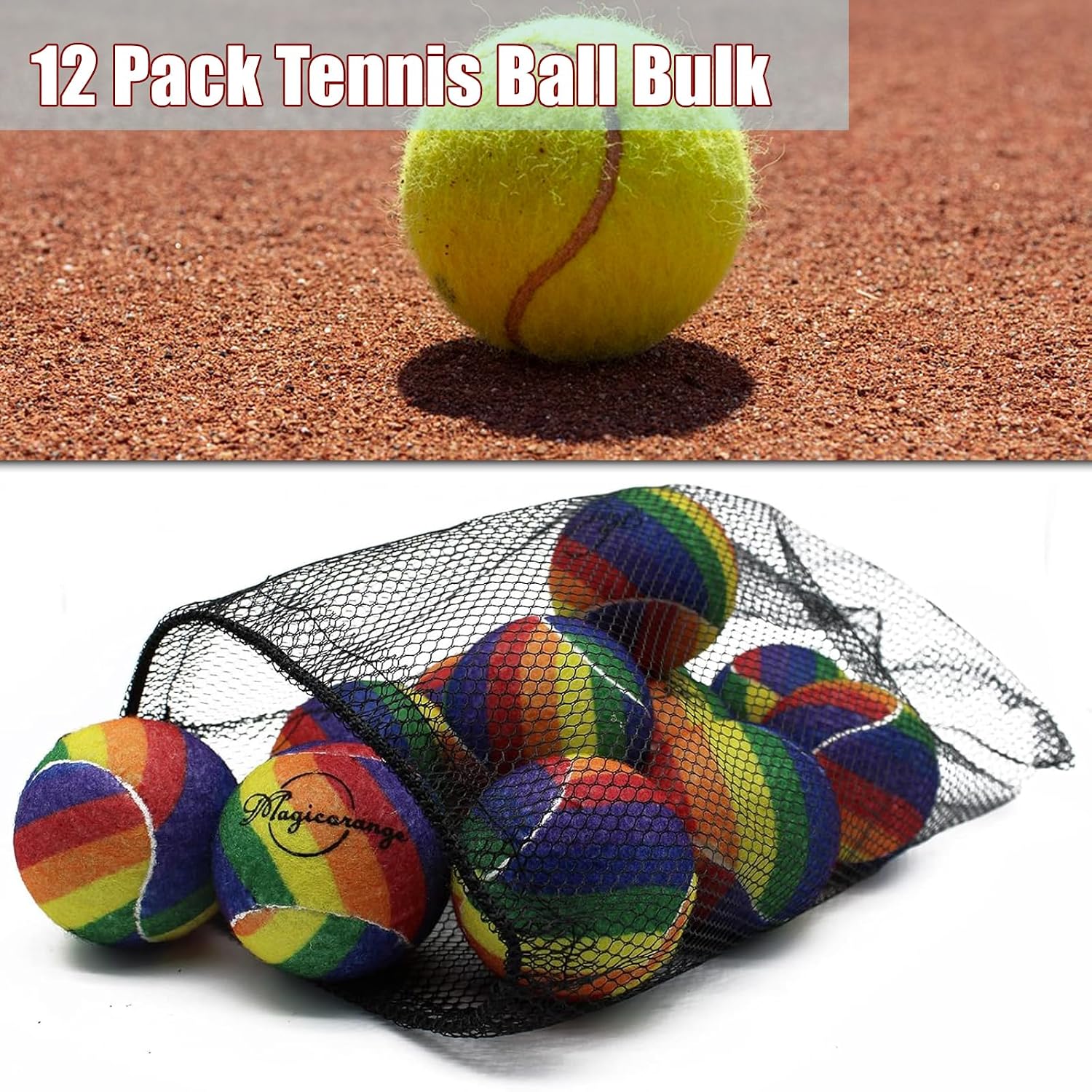 Magicorange Tennis Balls, 12 Pack Advanced Training Tennis Balls Practice Balls, Pet Dog Playing Balls, Come with Mesh Bag for Easy Transport, Good for Beginner Training Ball - Image 5