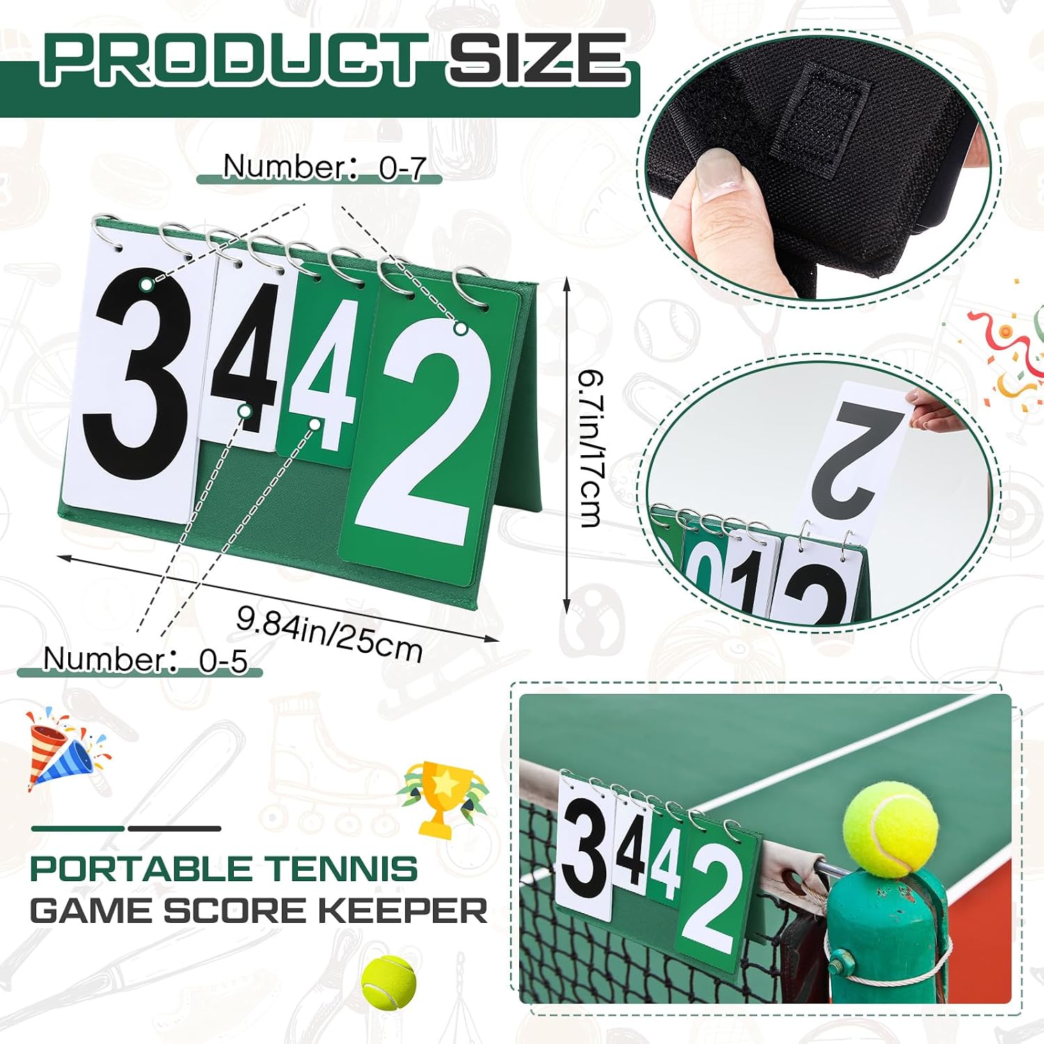 Over Net Tennis Score Keeper Flip Scoreboards Portable for Volleyball Basketball Coaching Tennis Outdoor - Image 2