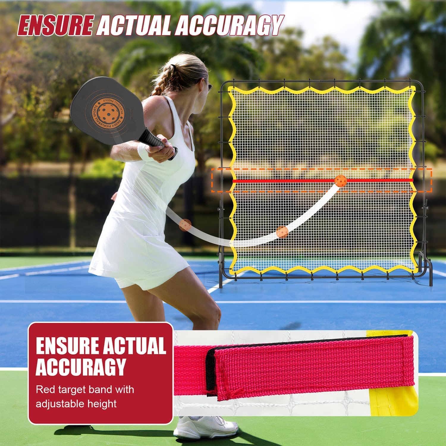 Pickleball Rebounder Net 6.5x6.5ft Portable Tennis Practice Wall Rebound Net Adjustable Tilt, Sport Training Equipment Bounce Back Net, for Court Backyard and Indoor & Outdoor - Image 3