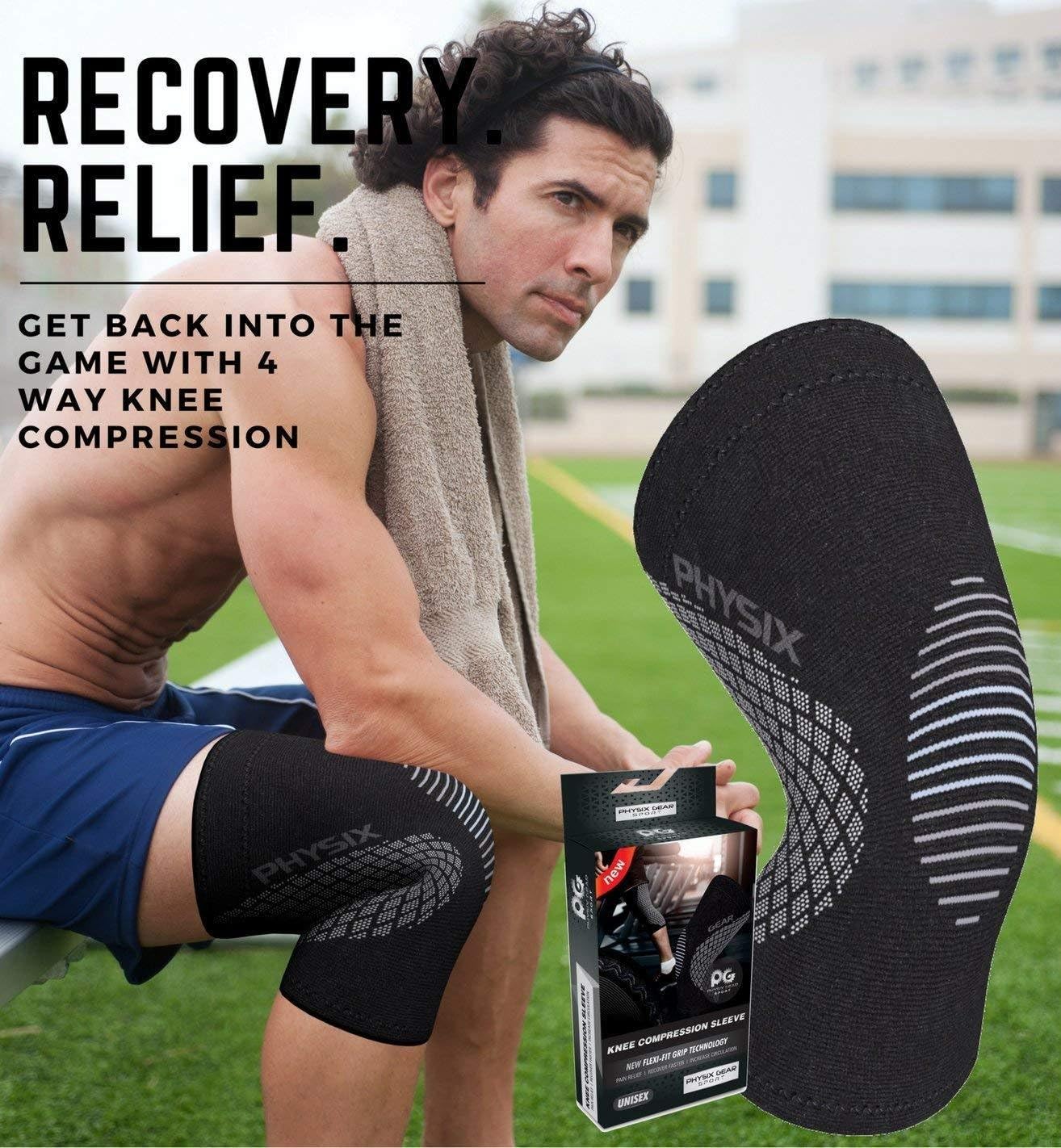 Physix Gear Knee Compression Sleeve for Men & Women - Best Compression Knee Brace for Walking, Running, Gym, Basketball, Weightlifting,Workout, Sports - Knee sleeves Support Compression & Stability - Image 5