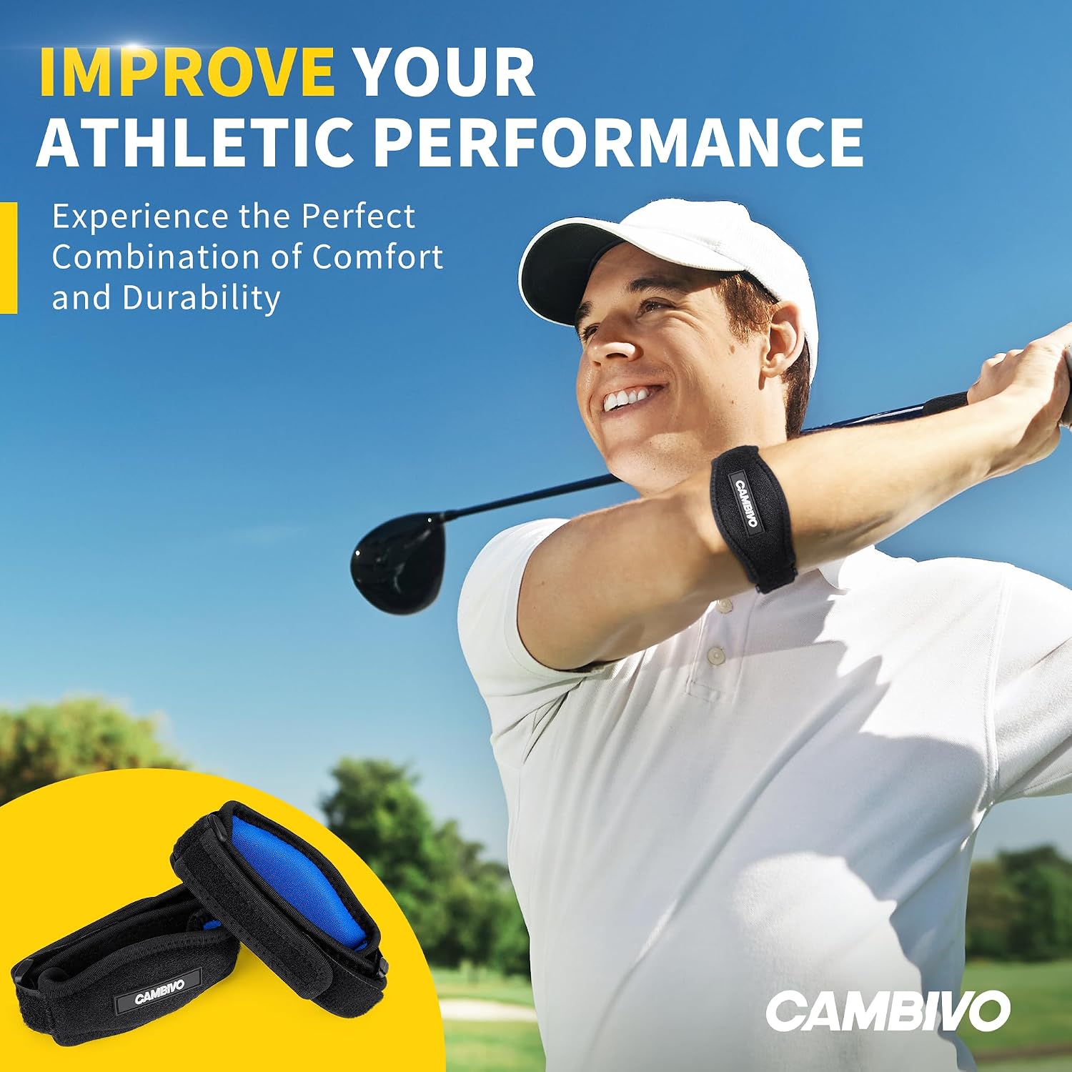 CAMBIVO 2 Pack Tennis Elbow Brace for Men & Women, Elbow Pain Relief for Tendonitis, Tennis & Golfer's Elbow, Adjustable Elbow Strap with Compression Pad (Black) - Image 8