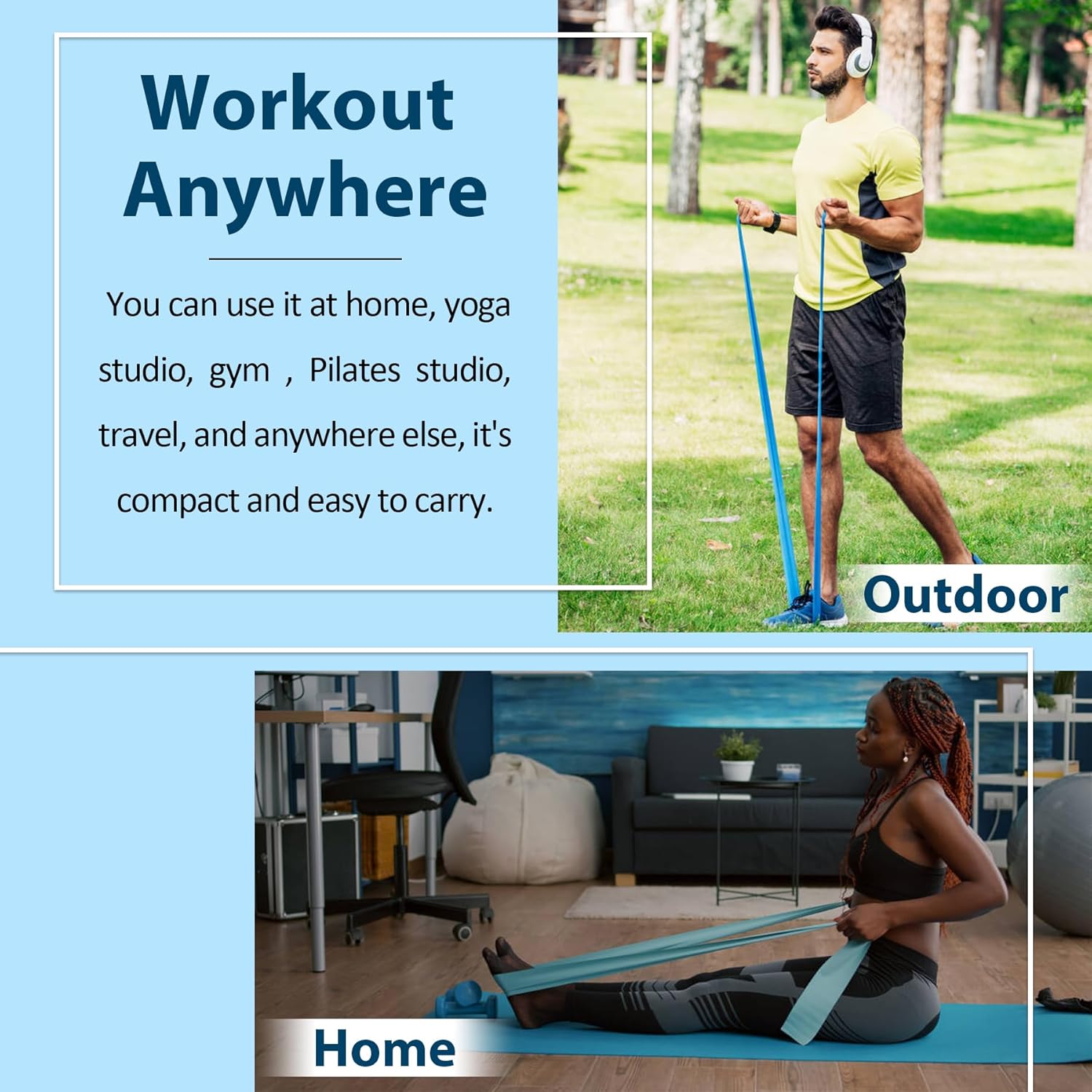 Resistance Bands for Physical Therapy, Bands for Working Out, Latex Free Elastic and Exercise Bands Set for Stretching, Suitable for Rehab, Yoga, Pilates, Gym, Home Exercise - Image 3