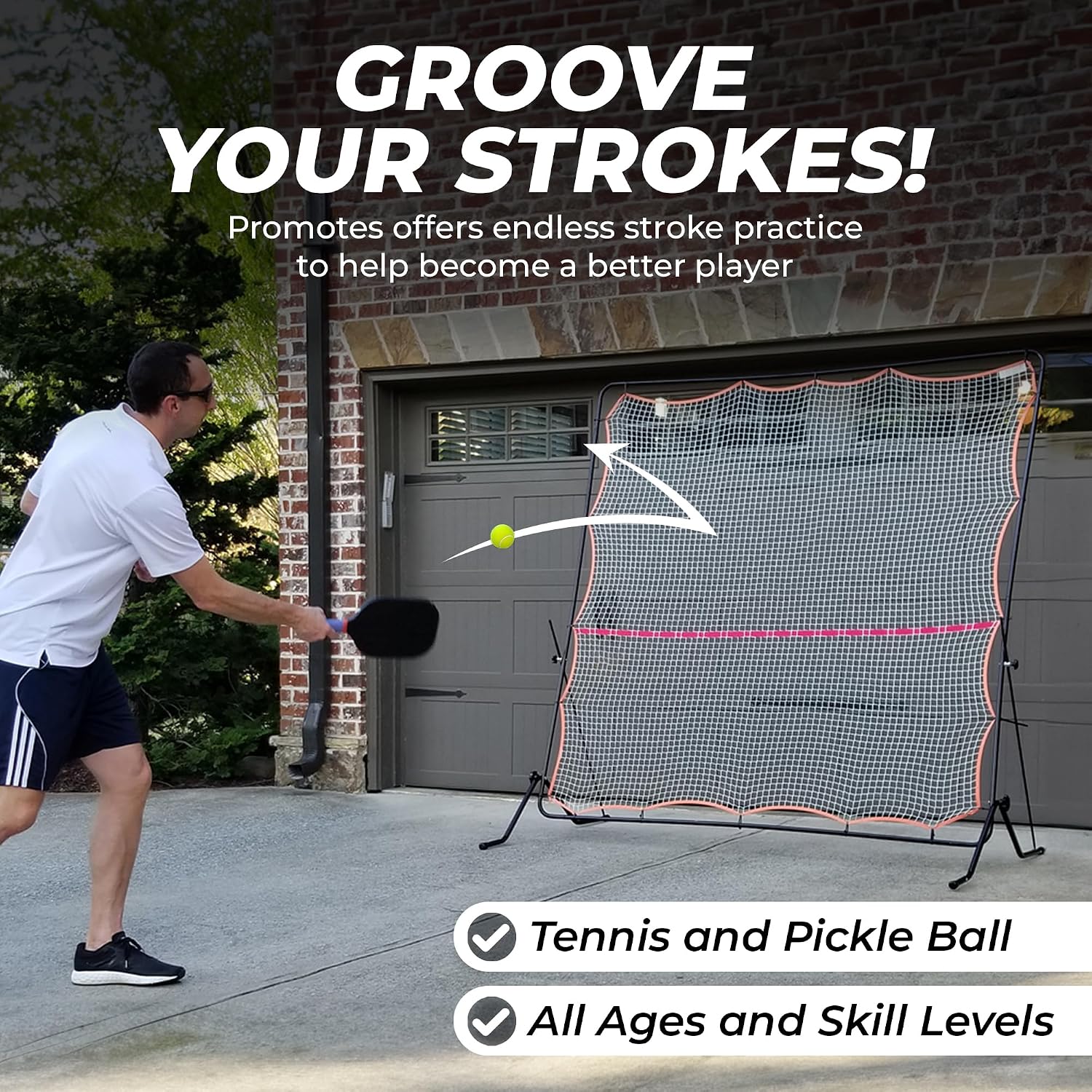 Tourna Rally Pro Adjustable Tilt Rebound Net (7x7 ft) for Tennis and Pickleball - Image 2