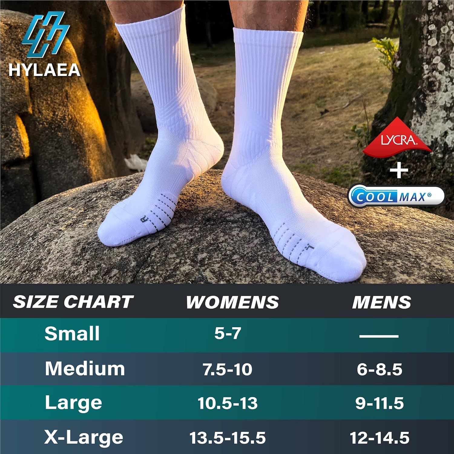 Hylaea Compression Running Socks for men, Coolmax Anti-Blister Cushion Crew Socks for Athletic, Moisture Wicking & Seamless - Image 6