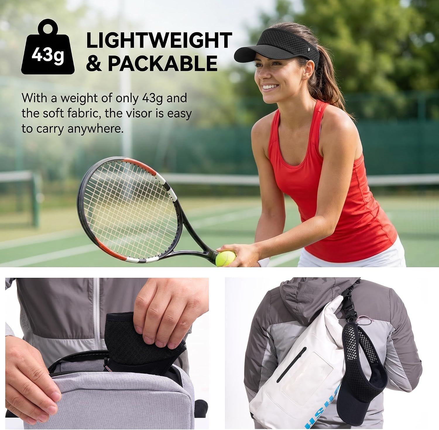 LONGLONG Sports Sun Visor Hat - Moisture Wicking Sun Protection with Adjustable Strap for Running Tennis Golf Hiking - Image 6