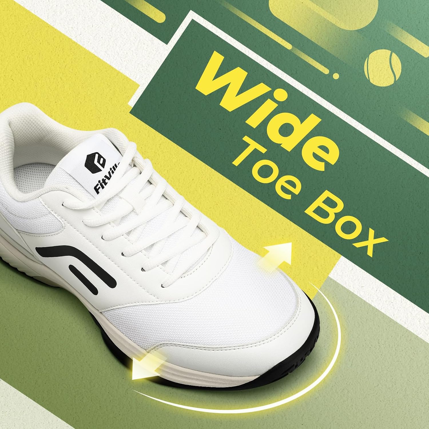 FitVille Extra Wide Pickleball Tennis Shoes Men for Hard or Clay Court | Racquetball, Squash, Badminton, Breathable, Comfortable, Cushioning, Arch Support - Image 6