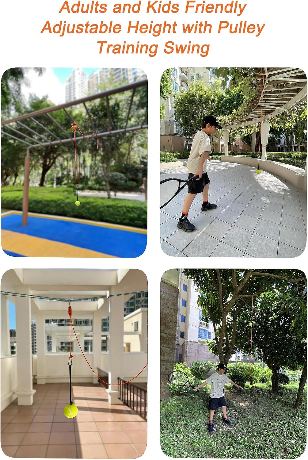 Swing Trainer with Pulley-Height Adjustable with 13ft Rope Practice Aid,Improve Batting & Develop Muscle Memory|Training Tools for Tennisball,Pickleball,Baseball&Softball,Indoor/Outdoor Use - Image 3