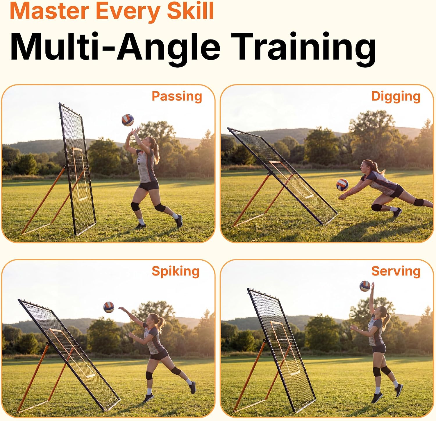 HiTekk Adjustable Volleyball Rebounder | 7x4 ft Solo Practice Rebounder Net | 5X Adjustable Angle, Durable Weather-Resistant Frame, Folds Flat | Volleyball Training Rebounder Net - Image 2
