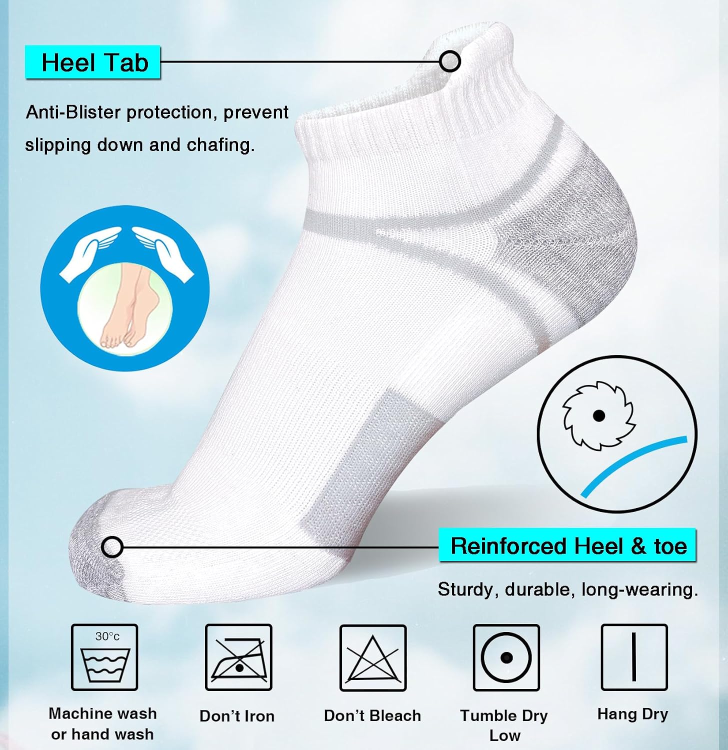 suaskk Men's Ankle Athletic Cushioned Anti-Blister Running Socks 5 Pairs | Comfort and Breathable, Moisture Wicking, - Image 2