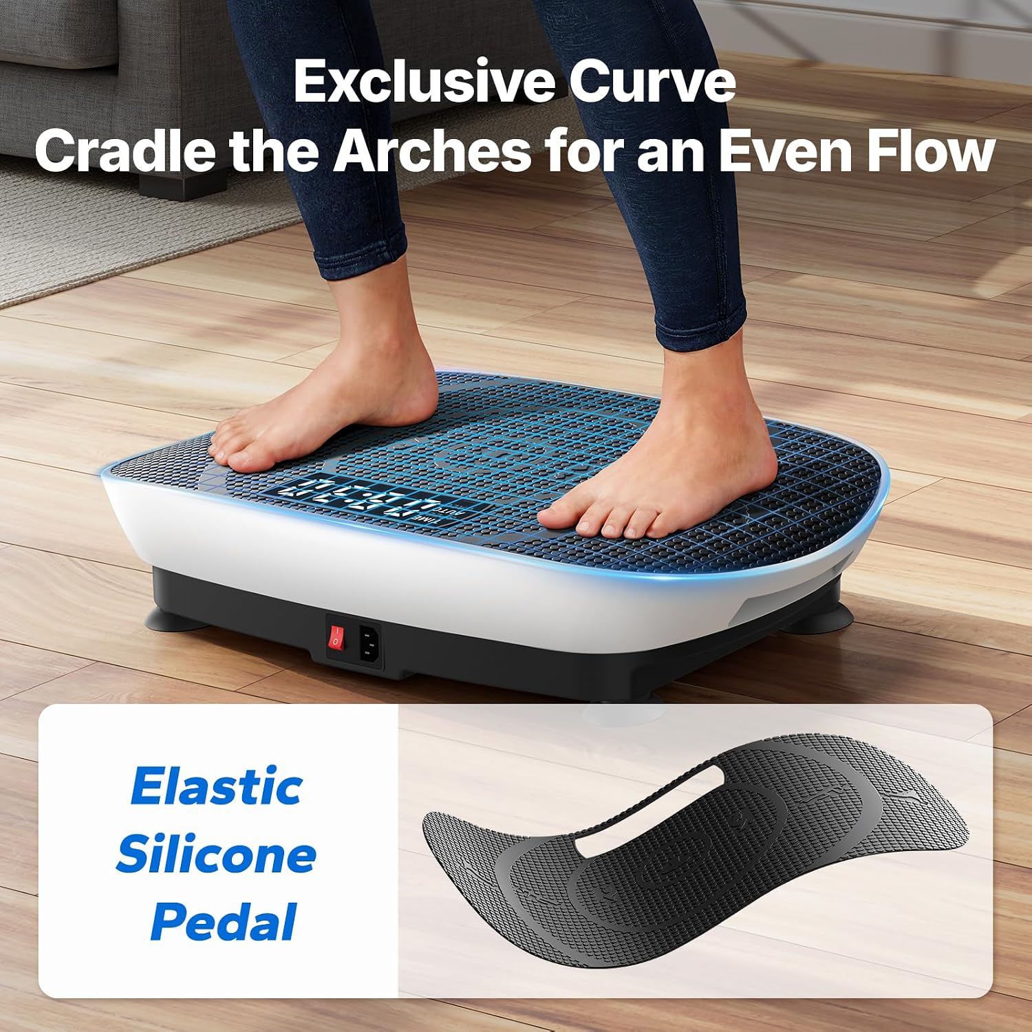 MERACH Vibration Plate Exercise Machine, Curved Vibration Plate for Lymphatic Drainage Weight Loss, Vibrating Plate with Real-Time Calorie Tracking on LED Display, Workout Equipment for Home Women Men - Image 2