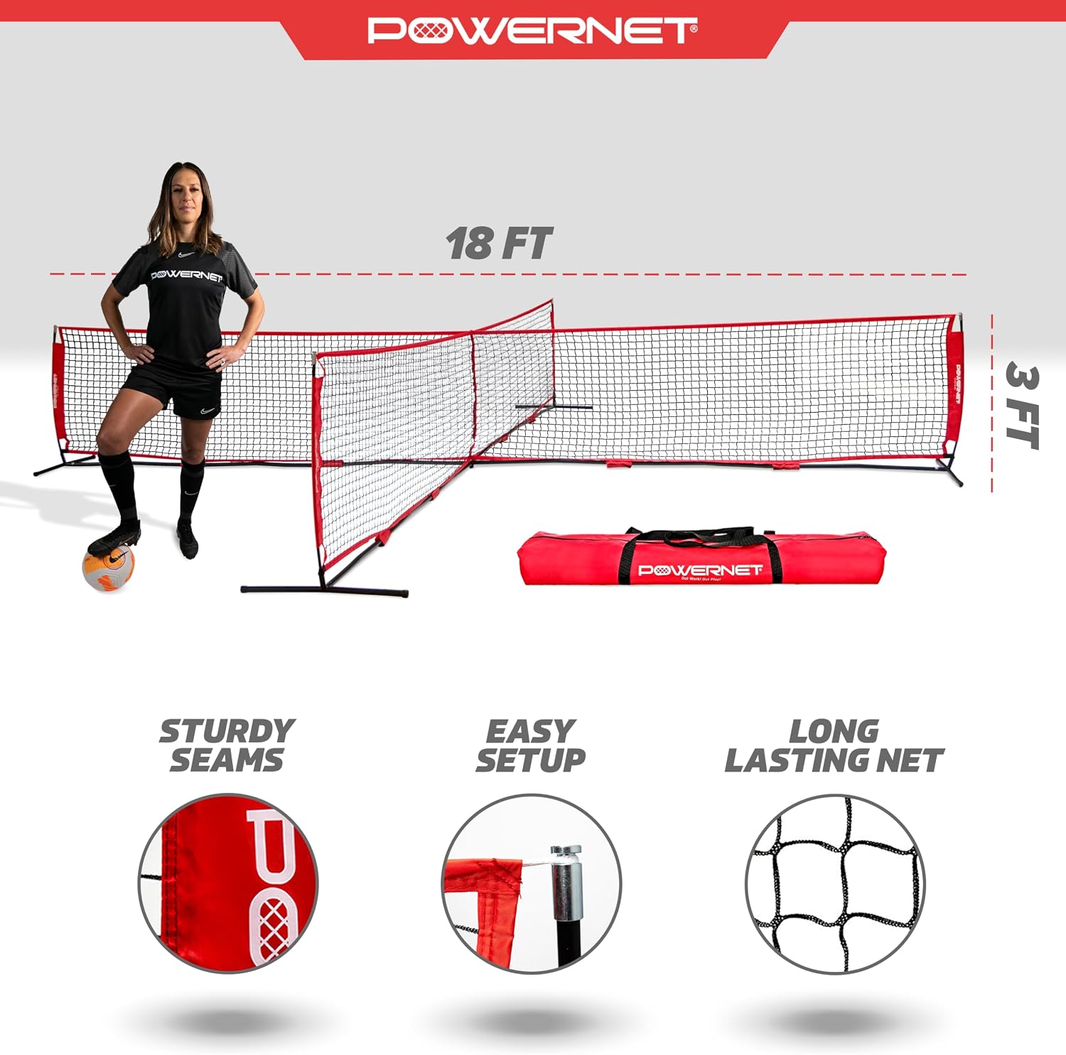 PowerNet 4 Way Soccer Net, Portable Indoor & Outdoor Soccer Training, Game and Training Equipment for Adults and Kids, Ideal for Backyard, Park or Beach, 2 Sizes - Image 3