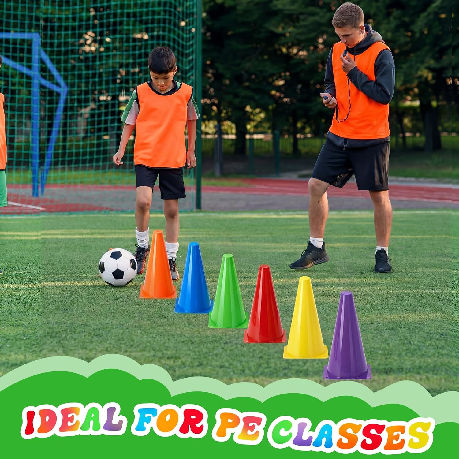 Seenelling 6 Pcs PE Cones Flexible Vinyl Poly 6-Colored PE Class Equipment for Sports Training - Image 4