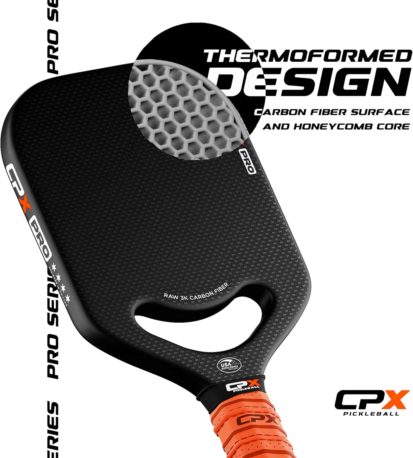 CPX Pro Carbon Fiber Pickleball Paddle - Professional Grade, Matte Finish, Honeycomb Core, Tennis Style Grip - Edgeless Paddle Designed in Chicago, USA - Image 11