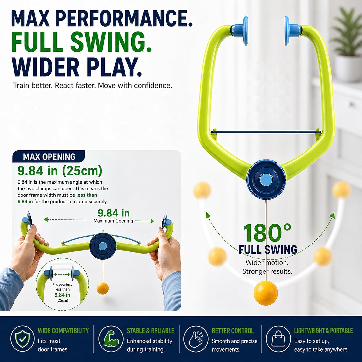 Hanging Table Tennis Trainer Portable Set, 1 Pcs Trainer 6 Balls Door Pong Game for Kids with Racket and Balls, Adjustable Hanging Table Tennis Trainer - Image 8