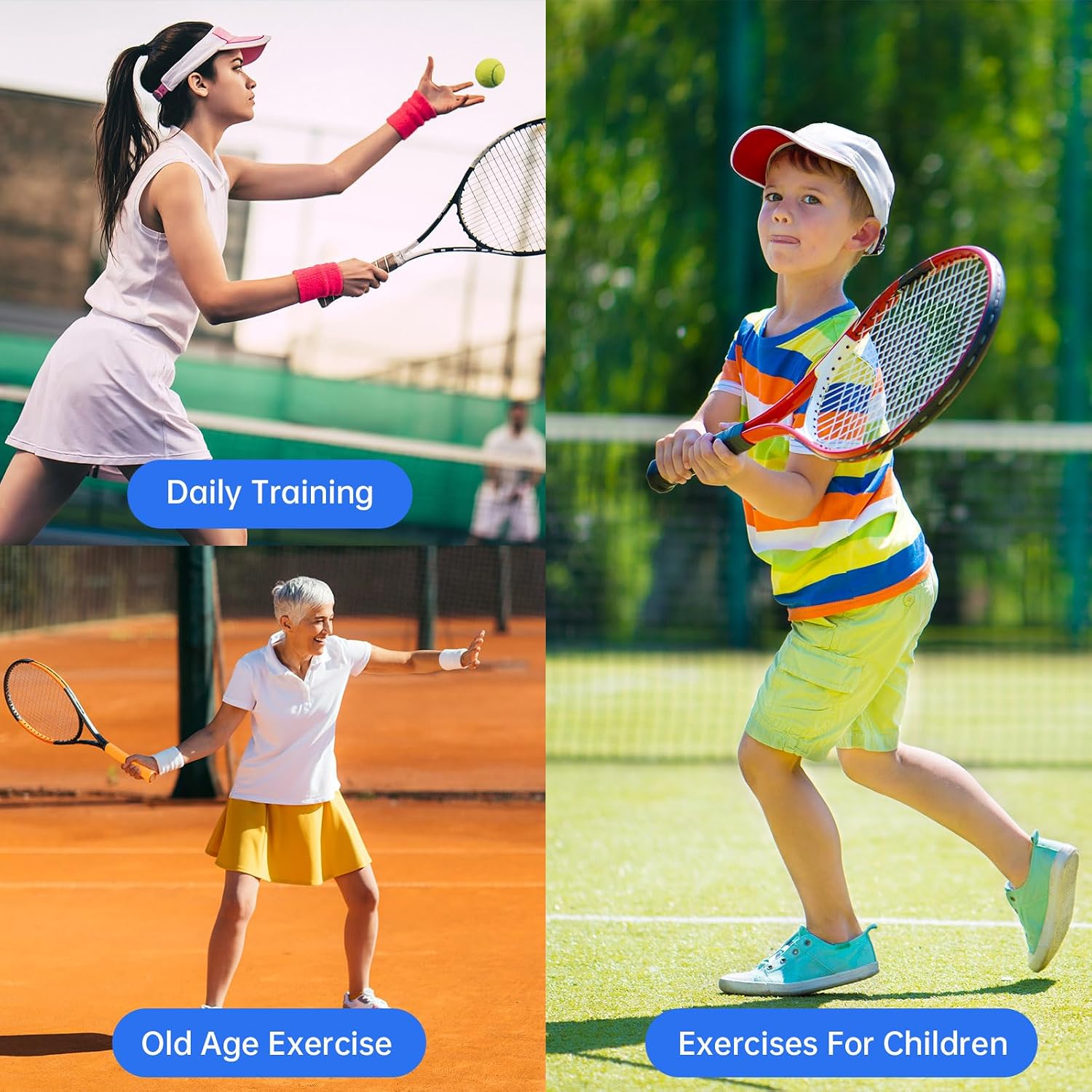 Tennis Trainer Rebound Ball with 3 String Balls, Portable Tennis Training Tool Suitable for Beginners Sport Exercise-Blue - Image 8