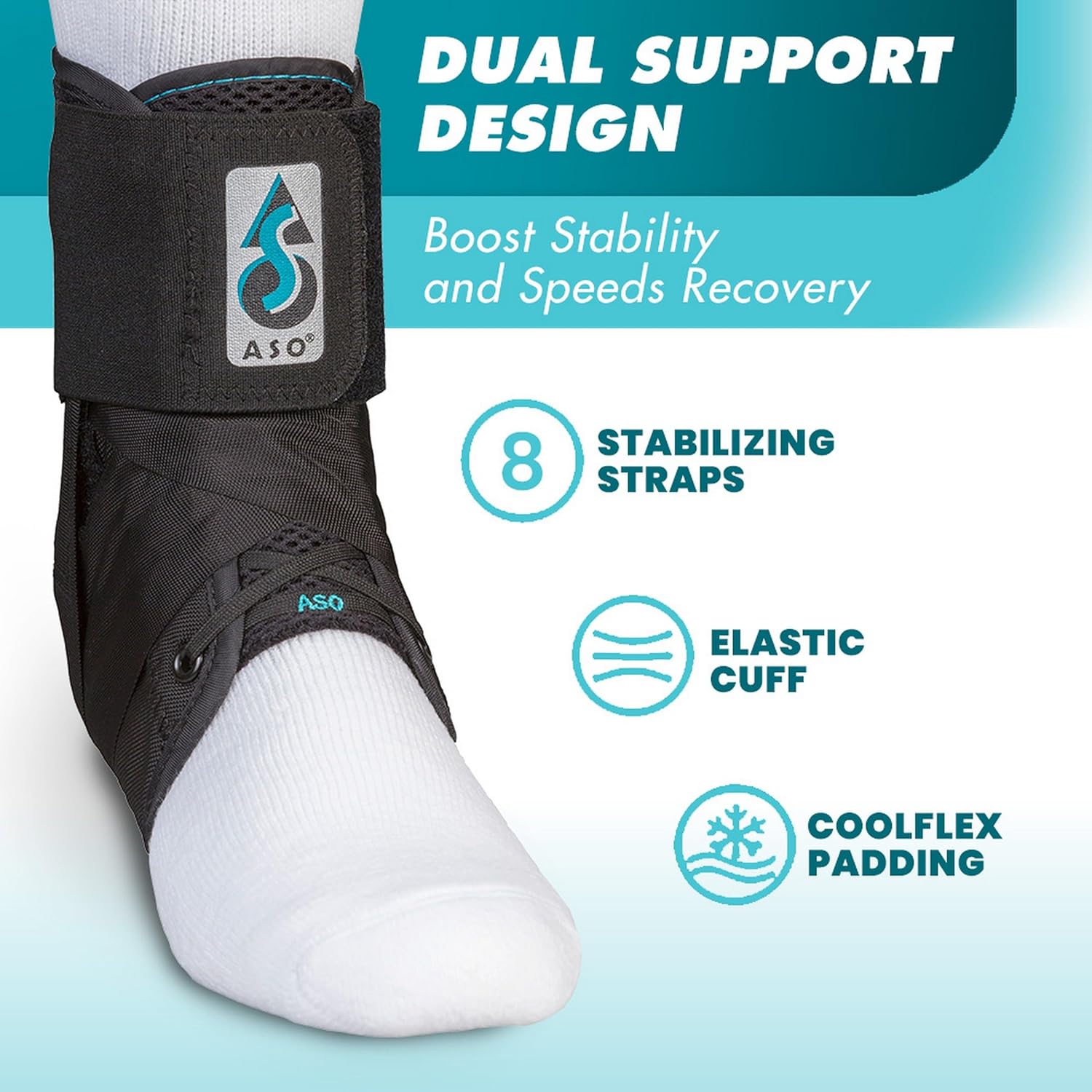 Med Spec ASO Ankle Stabilizer - Lace Up Ankle Brace for Sprained Ankle and Peroneal Tendonitis, Orthopedic Ankle Support for Men, Women, Adults, Teens and Kids, Sports Injury Recovery - Image 2