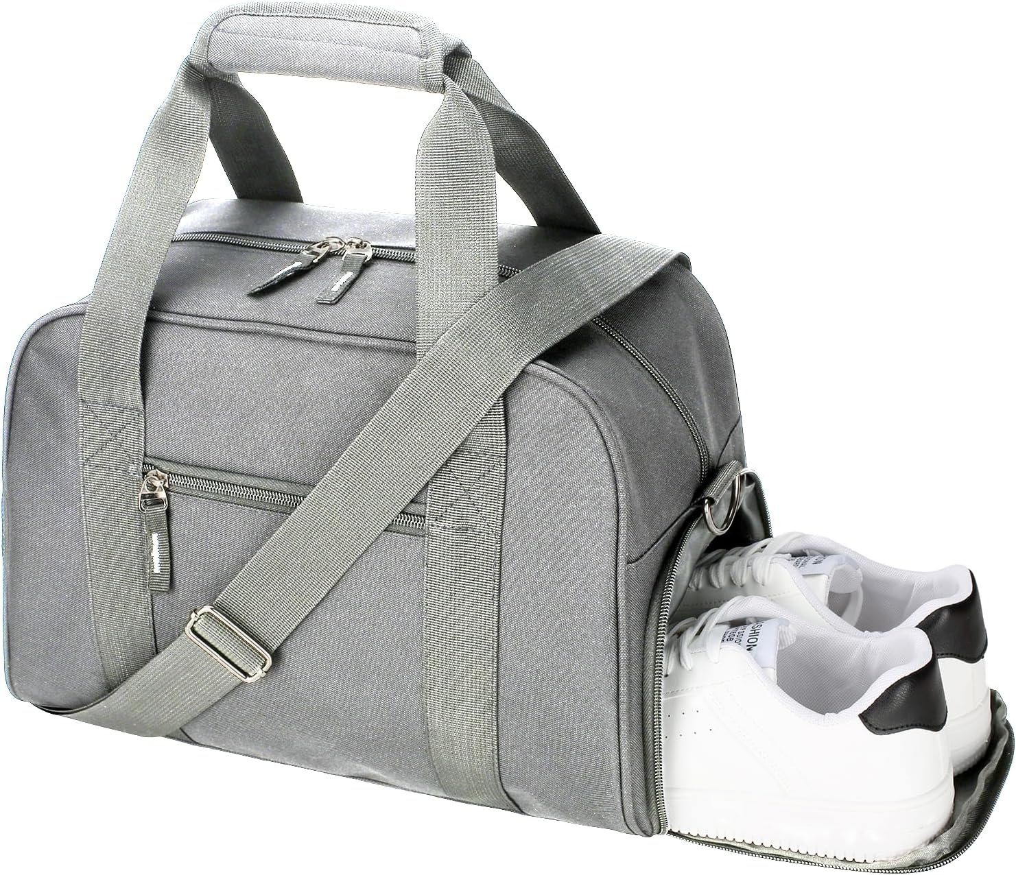 SeaRock 14 inch Small Gym Bag for Men & Women, Mini Duffle Bag with Shoe Compartment, Carry On Duffel Bag for Travel Sports, Gray