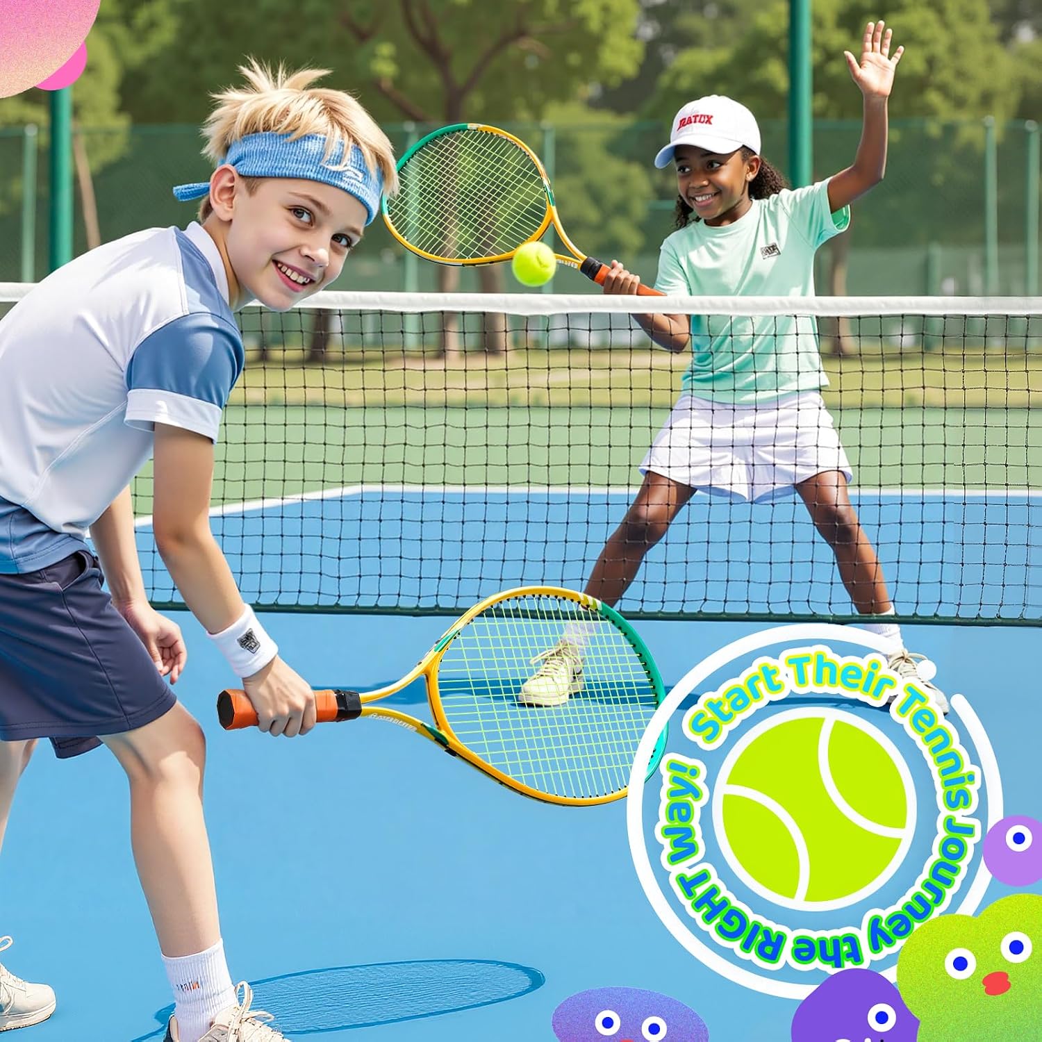AboveGenius Kids Tennis Racket Set, 21/23/25 inch Tennis Racket for Toddler Youth Starter Kit, 3 Balls, 2 Lightweight Racquets with Easy Carrying Shoulder Strap Bag - Image 5