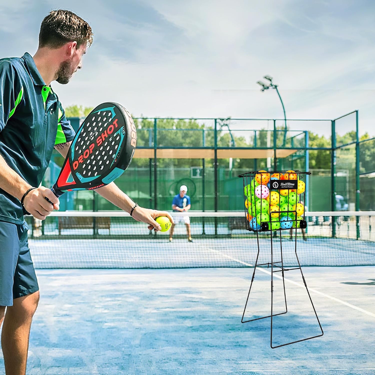 Tennis Ball Hopper, Portable Tennis Ball Holder with Handle for Court, Practice & Training - Image 7