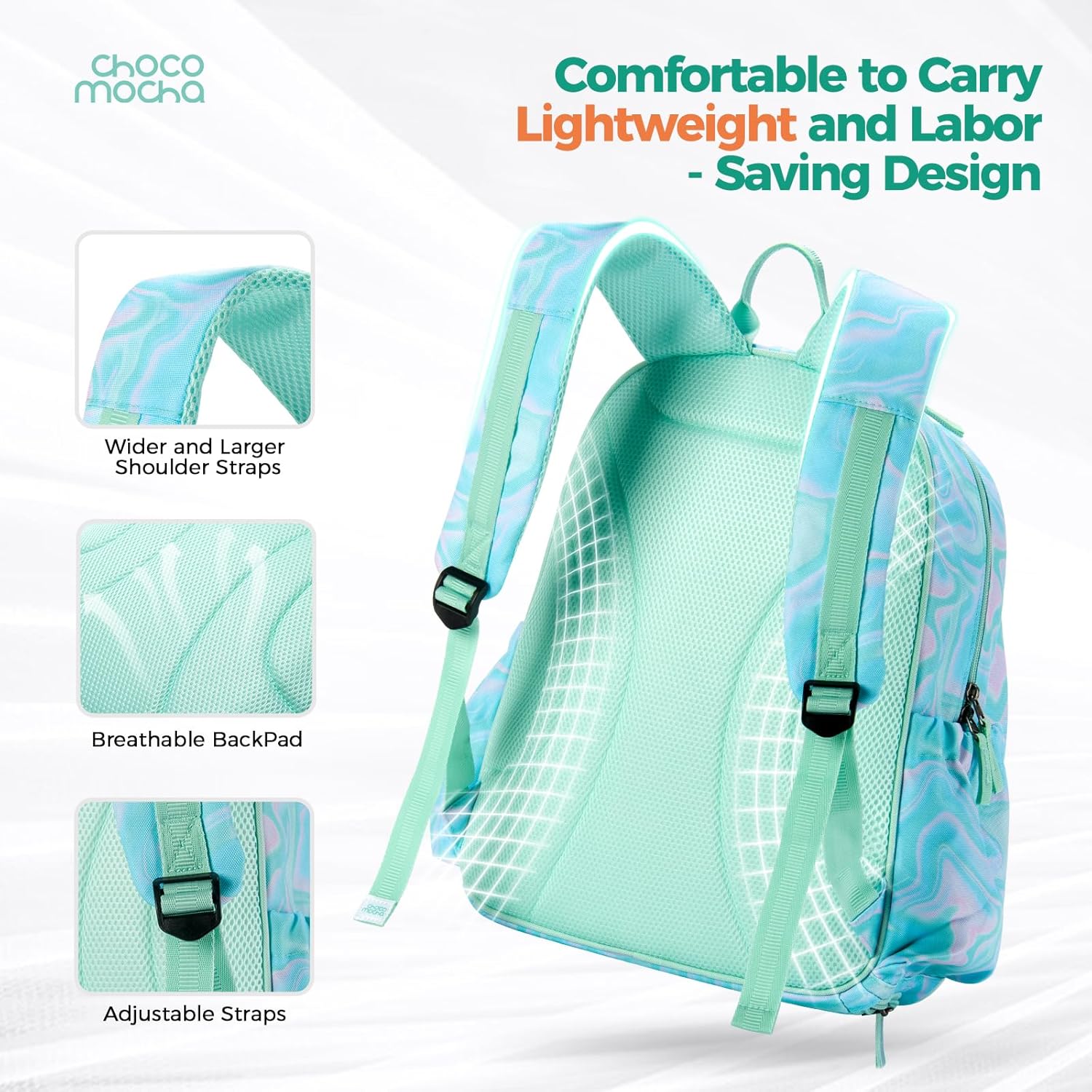 Choco Mocha Kids Tennis Bag, 16 Inch Youth & Junior Tennis Backpack with Shoe Compartment, Holds 2 Rackets (21–23 Inch) - Image 6