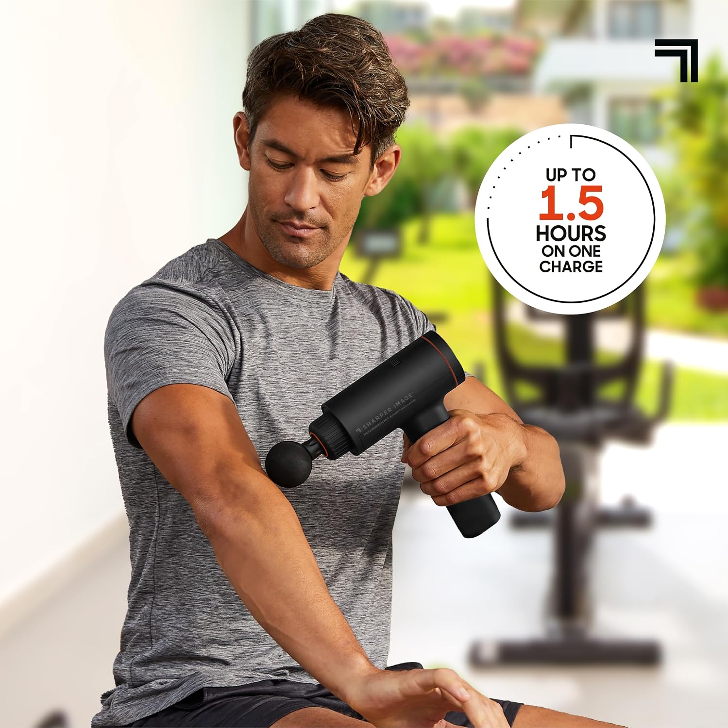 Sharper Image® Powerboost™ Sport Percussion Massager, Lightweight Portable Design with Quiet Drive Technology, Includes 3 Attachments - Image 3