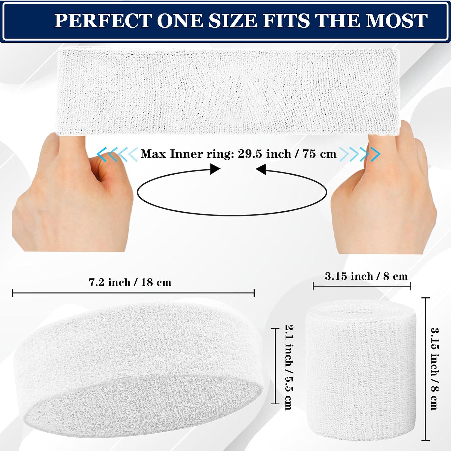 6 Pack Sports Wrist Sweatbands Set Headband Wristband Set, Moisture Wicking Sweat Bands 4 Tennis Wrist Sweatband + 2 Headbands, Athletic Terry Cloth Sweat Absorbing Head Band for Working Out - Image 2