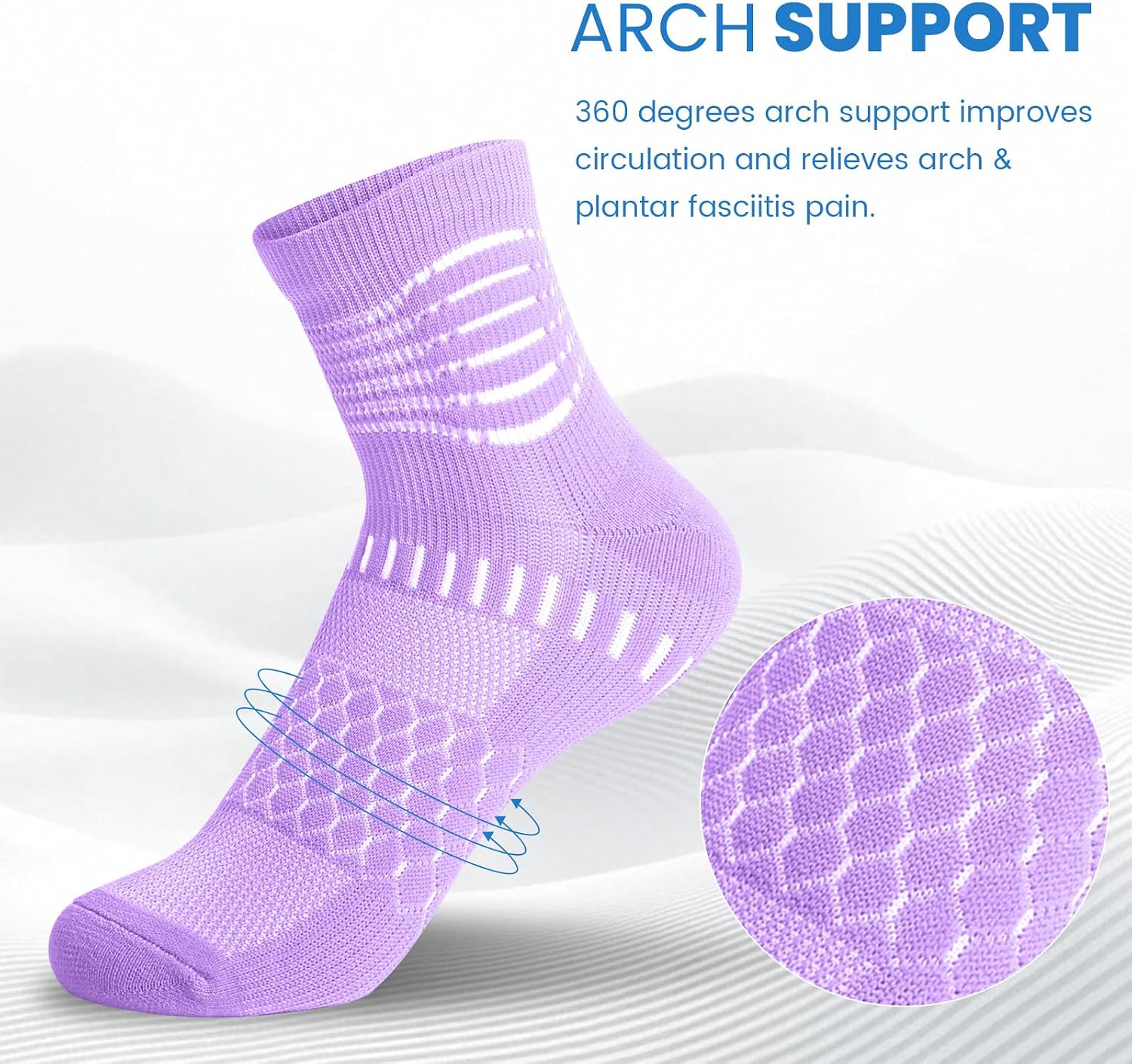 IRAMY Ankle Compression Socks for Women Men Plantar Fasciitis Relief 3/5 Pairs Cushioned Athletic Running Socks - Image 2