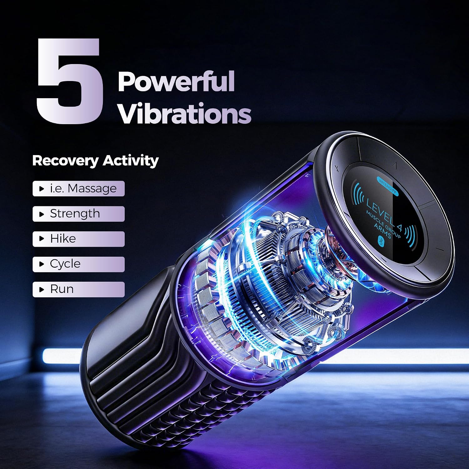 Vibrating Foam Roller with Smart APP Control, 5-Speed Electric Deep Tissue Massage Roller for Back Pain Relief, Muscle Recovery, Physical Therapy, Yoga, Neck, Leg Pain - Rechargeable & Portable - Image 4