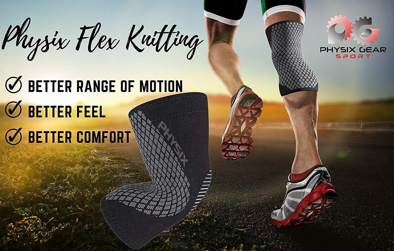 Physix Gear Knee Compression Sleeve for Men & Women - Best Compression Knee Brace for Walking, Running, Gym, Basketball, Weightlifting,Workout, Sports - Knee sleeves Support Compression & Stability - Image 8