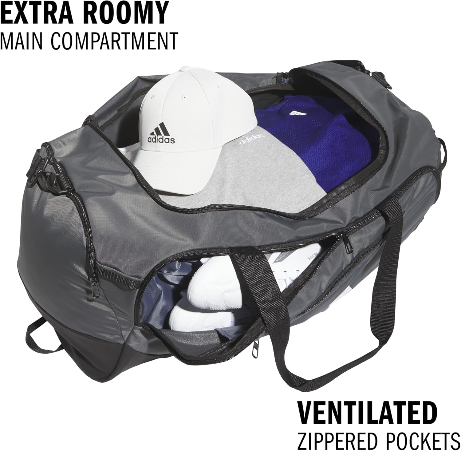 adidas Defender 5 Duffel Bag for Sports, Gym and Travel, Team Dark Grey, OSFA - Image 2