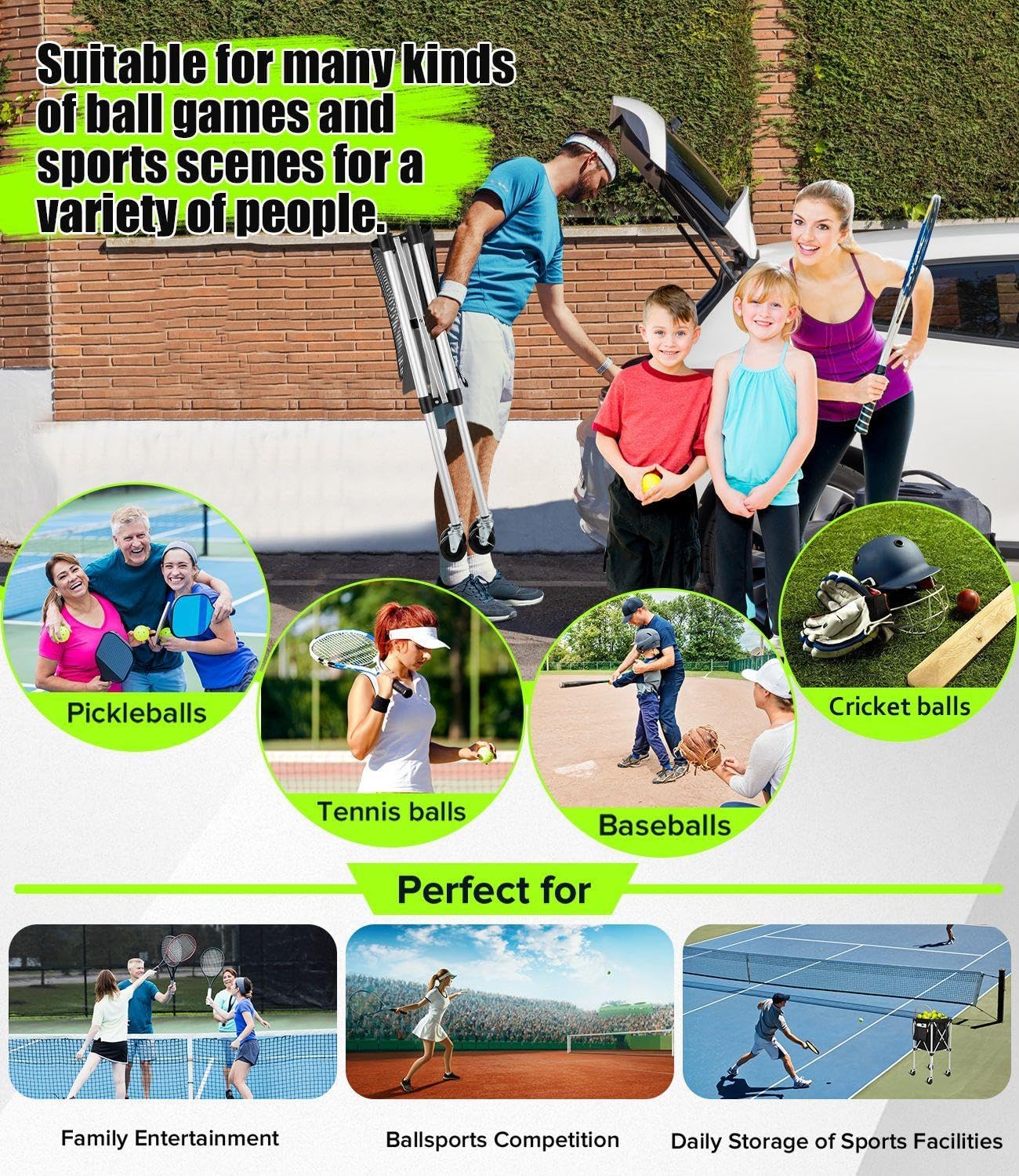 Angooni Professional Tennis Cart with Silent PU Wheels - 2 Capacity Choices (150/240 Balls) - Sturdy, Lightweight & Portable Storage for Practice and Matches - Image 8