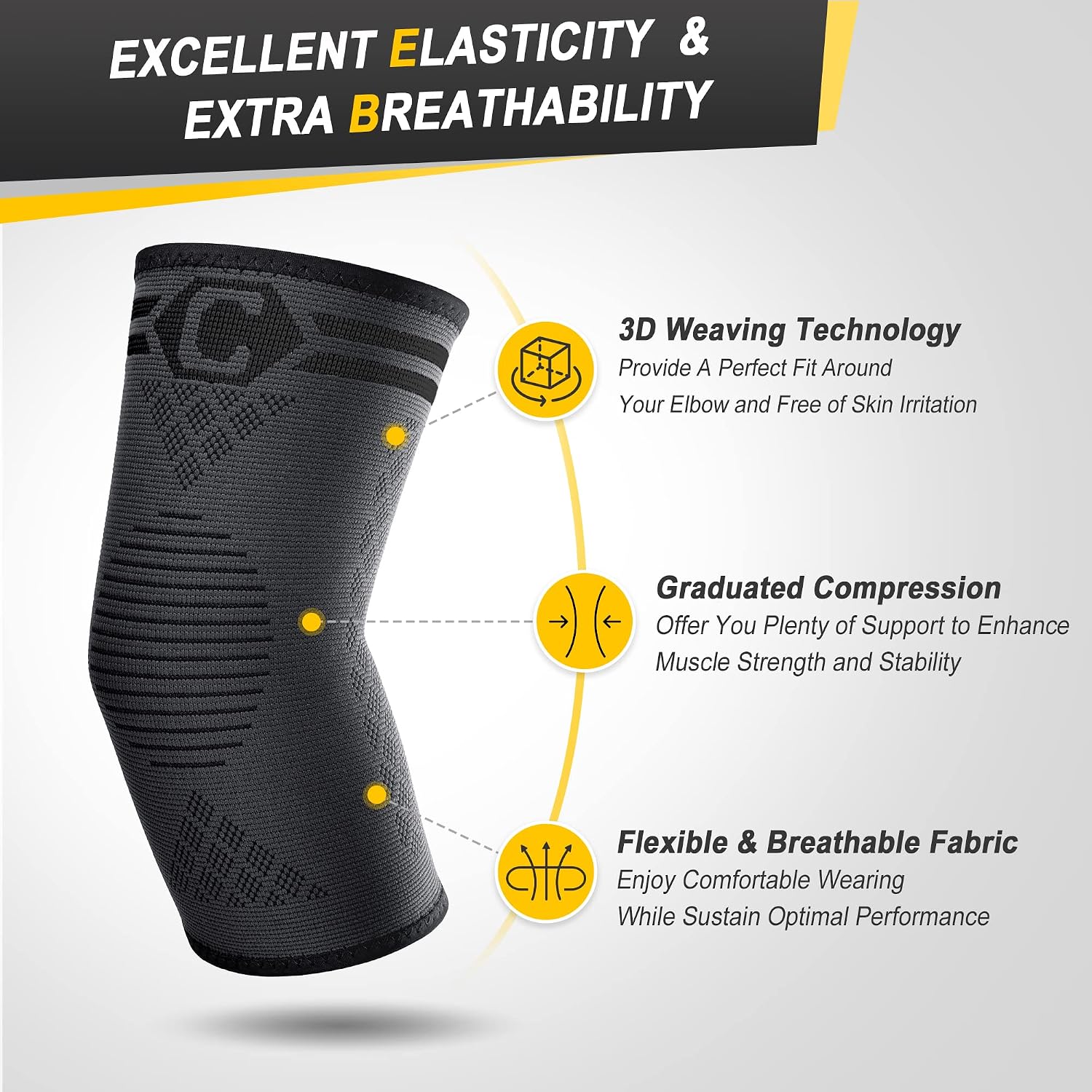 CAMBIVO 2 Pack Elbow Brace for Tennis Elbow & Tendonitis, Compression Sleeve for Golfer's Elbow & Epicondylitis Pain Relief, Breathable 3D Knit Support for Arthritis, Weightlifting, Sports & Daily Wear — Men & Women - Image 2