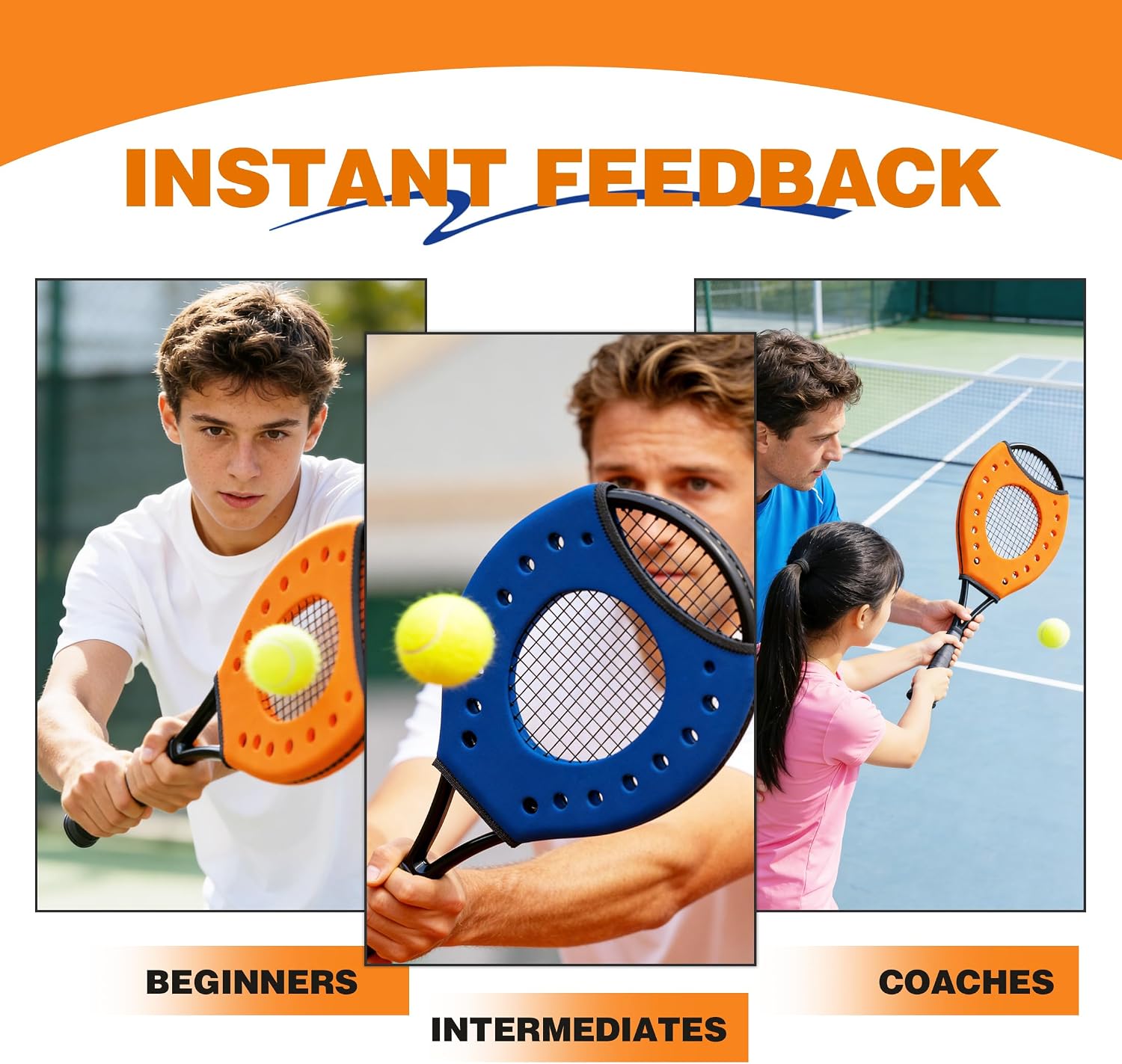MR Sweet Spot Trainer, Tennis Racket Sweet Spot Trainer Protection Cover, Tennis Pointer Swing Training Aid Protection Cover Swing Training Aid for Starter, Set of 2 - Image 8