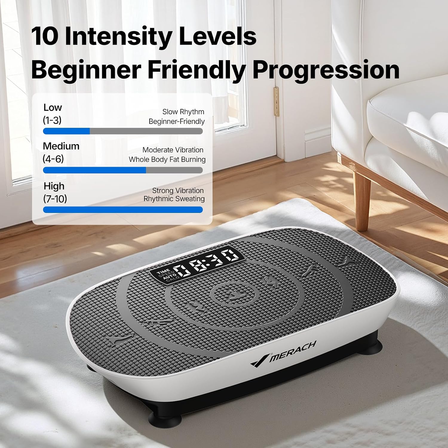MERACH Vibration Plate Exercise Machine, Curved Vibration Plate for Lymphatic Drainage Weight Loss, Vibrating Plate with Real-Time Calorie Tracking on LED Display, Workout Equipment for Home Women Men - Image 5