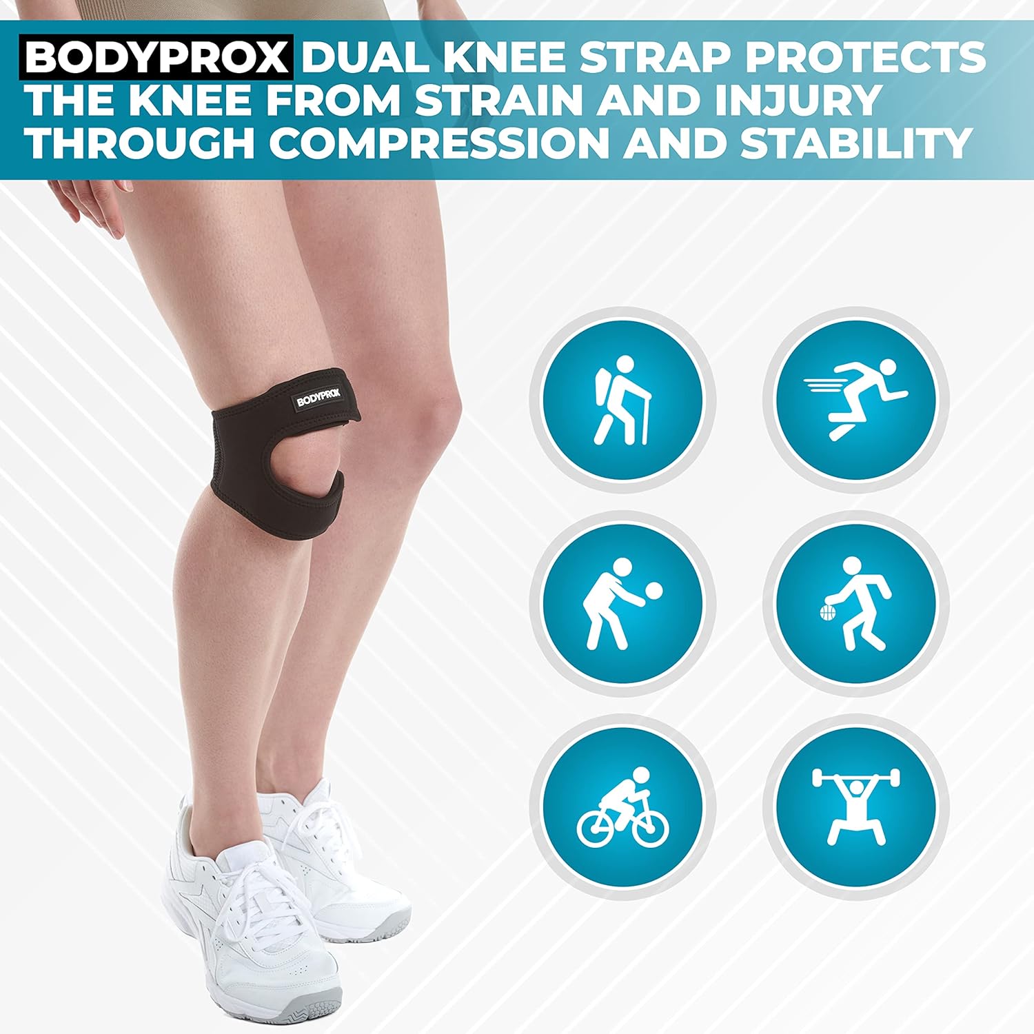 Bodyprox Patellar Tendon Support Strap (Large), Knee Pain Relief Adjustable Neoprene Knee Strap for Running, Arthritis, Jumper, Tennis Injury Recovery - Image 4