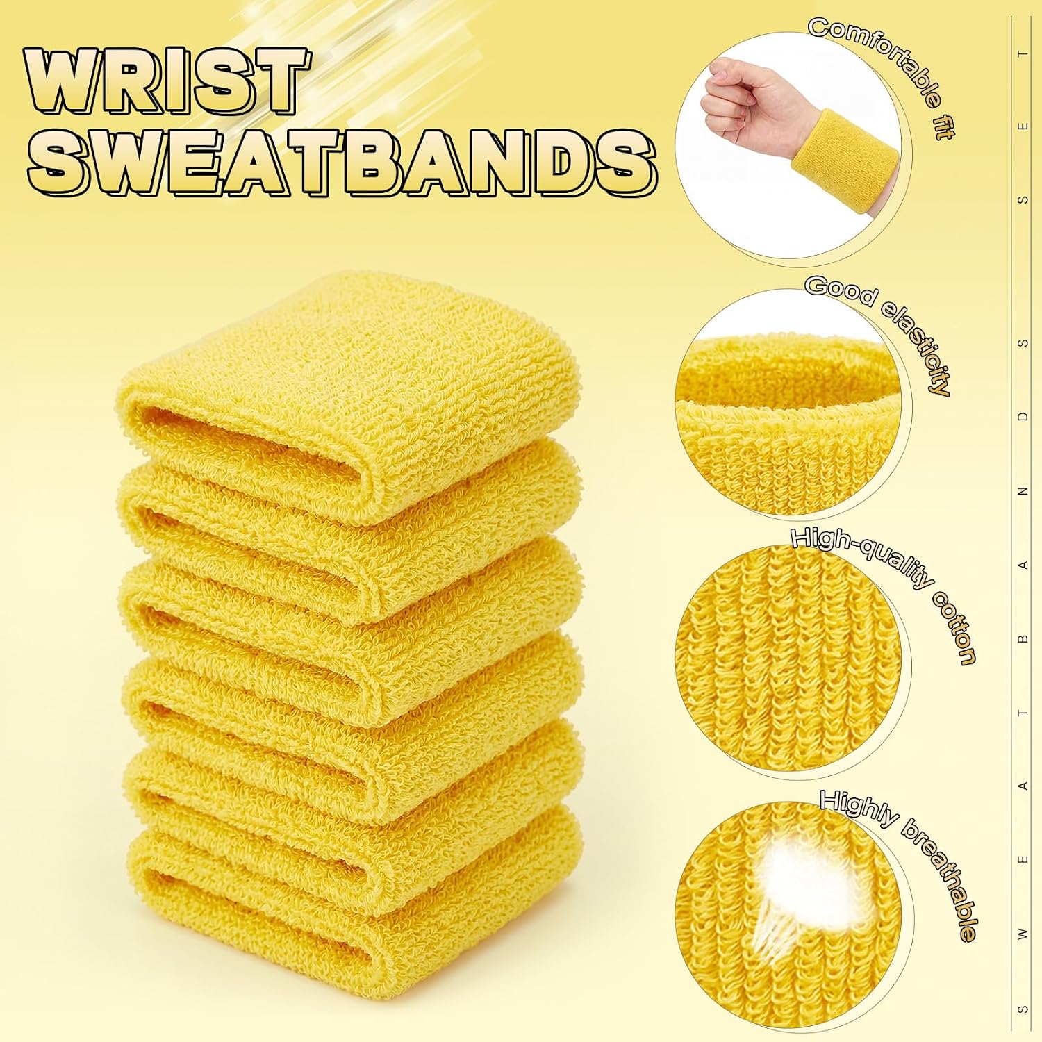 WILLBOND 8 Pack Wrist Sweatbands Sports Wristbands Tennis Sweatbands Neon 80s Thick Cotton Gymnastics Sweat Band Athletic Football Soccer Sports Wristband for Men Women Party - Image 5