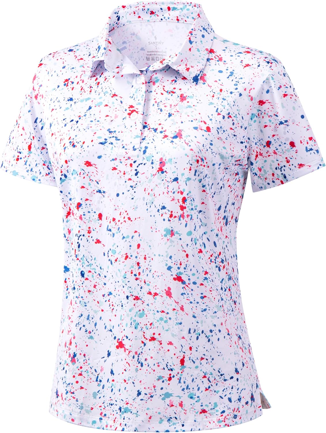 SANTINY Golf Polo Shirts for Women Short Sleeve Quick Dry 3 Buttons Collared Pickleball Shirt Summer Golf Tennis Tops