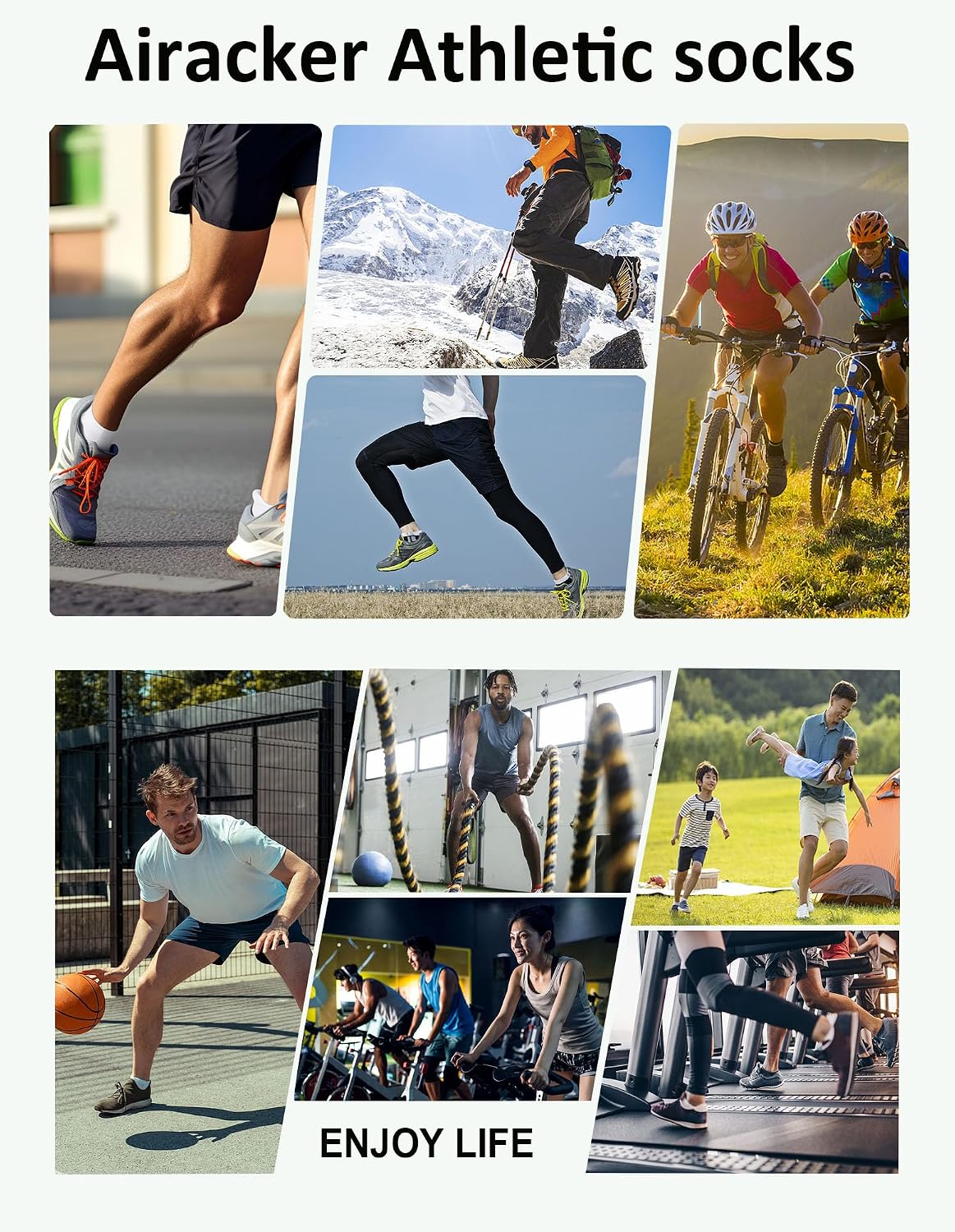 Airacker Athletic Running Ankle Cotton Socks, Low Cut Cushioned functional Anti-Blister Tab Sports Socks for Men Women 6pairs - Image 9