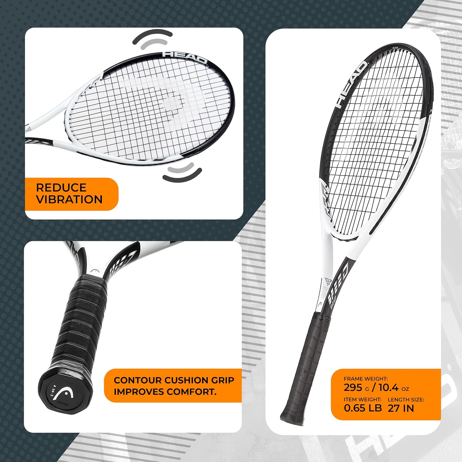 HEAD Geo Speed Adult Tennis Racket - Pre-Strung Light Balance 27.5 Inch Racquet - Image 4