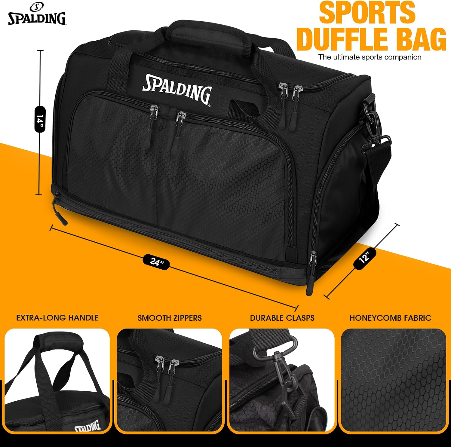 Spalding Gym Bag for Men & Women Duffle Bag with Wet & Shoe Compartment - 55L Capacity Large Workout Bags for Travel, Sports - Image 4