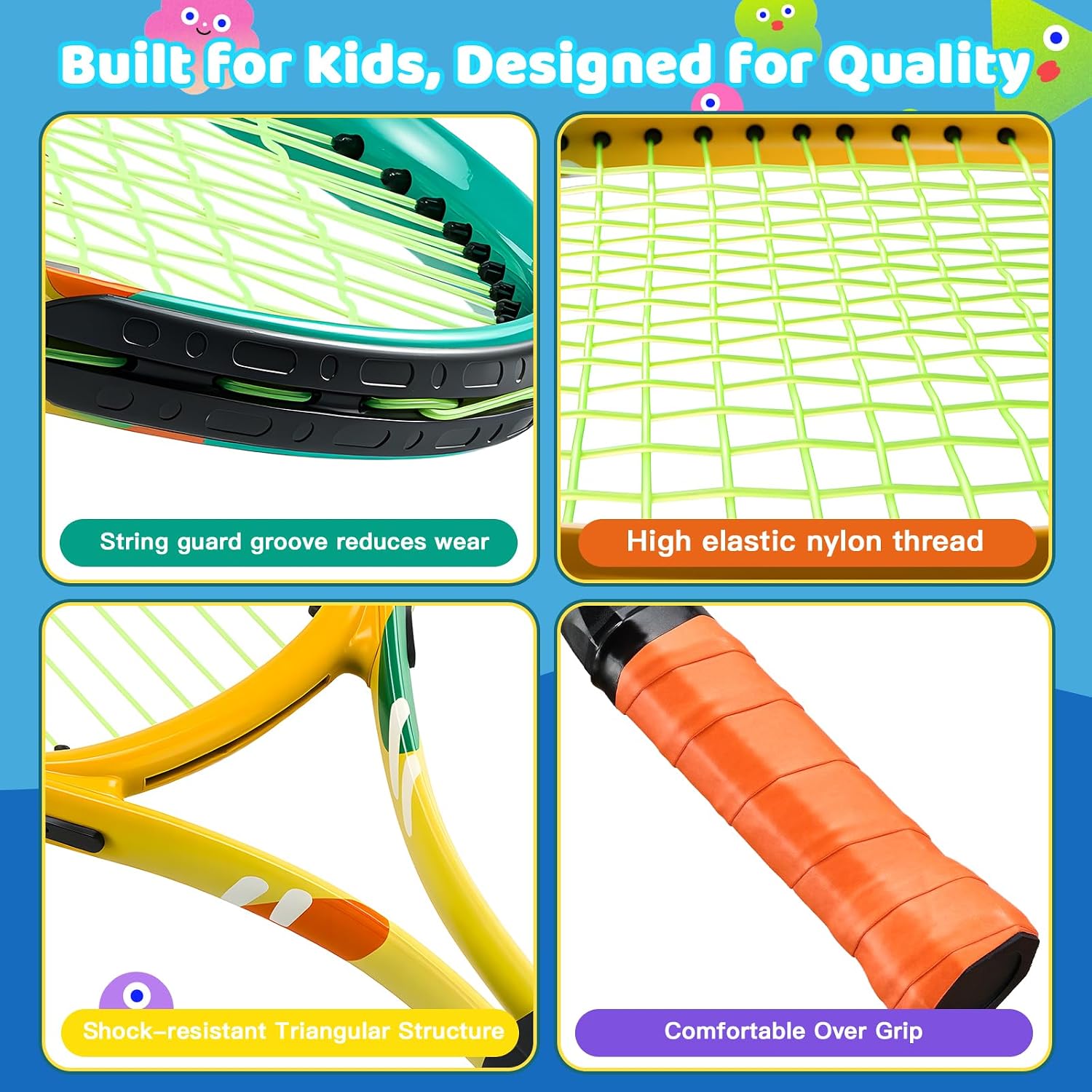 AboveGenius Kids Tennis Racket Set, 21/23/25 inch Tennis Racket for Toddler Youth Starter Kit, 3 Balls, 2 Lightweight Racquets with Easy Carrying Shoulder Strap Bag - Image 2