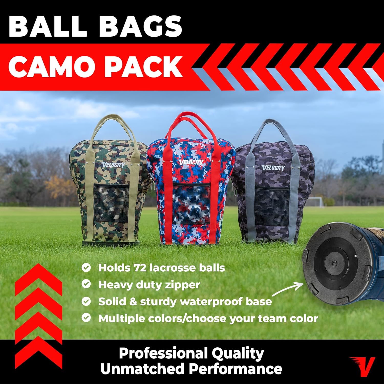 Velocity Heavy Duty Multipurpose Ball Bag with Durable Bottom - Holds up to 60-72 Balls - Ideal for Lacrosse, Baseball, Pickleball, Tennis & More - Image 2