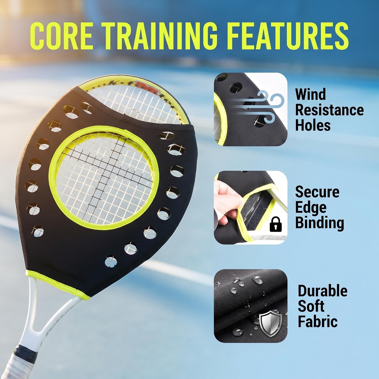 Tennis Racket Sweet Spot Trainer Tennis Pointer Swing Training Aid Protection Cover Swing Training Aid for Starter, Yellow - Image 2